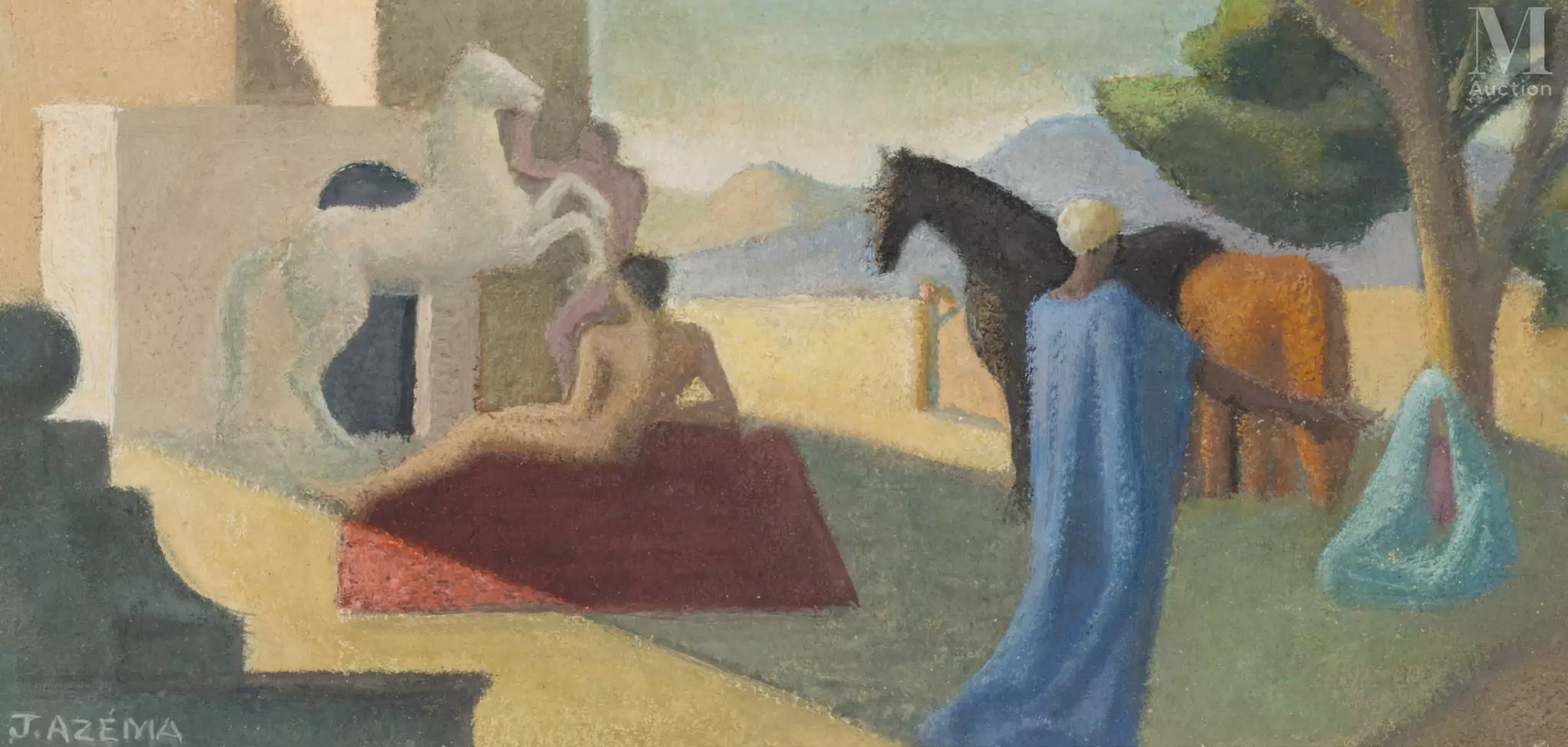 Jacques AZEMA (Toulouse 1910 - Avignon 1979) Scènes aux chevaux, circa 1960