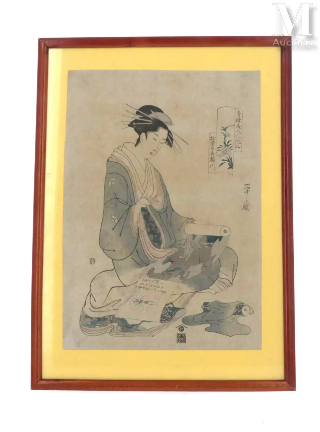 JAPON? XIXème Réunion de deux estampes Binjin-Ga
