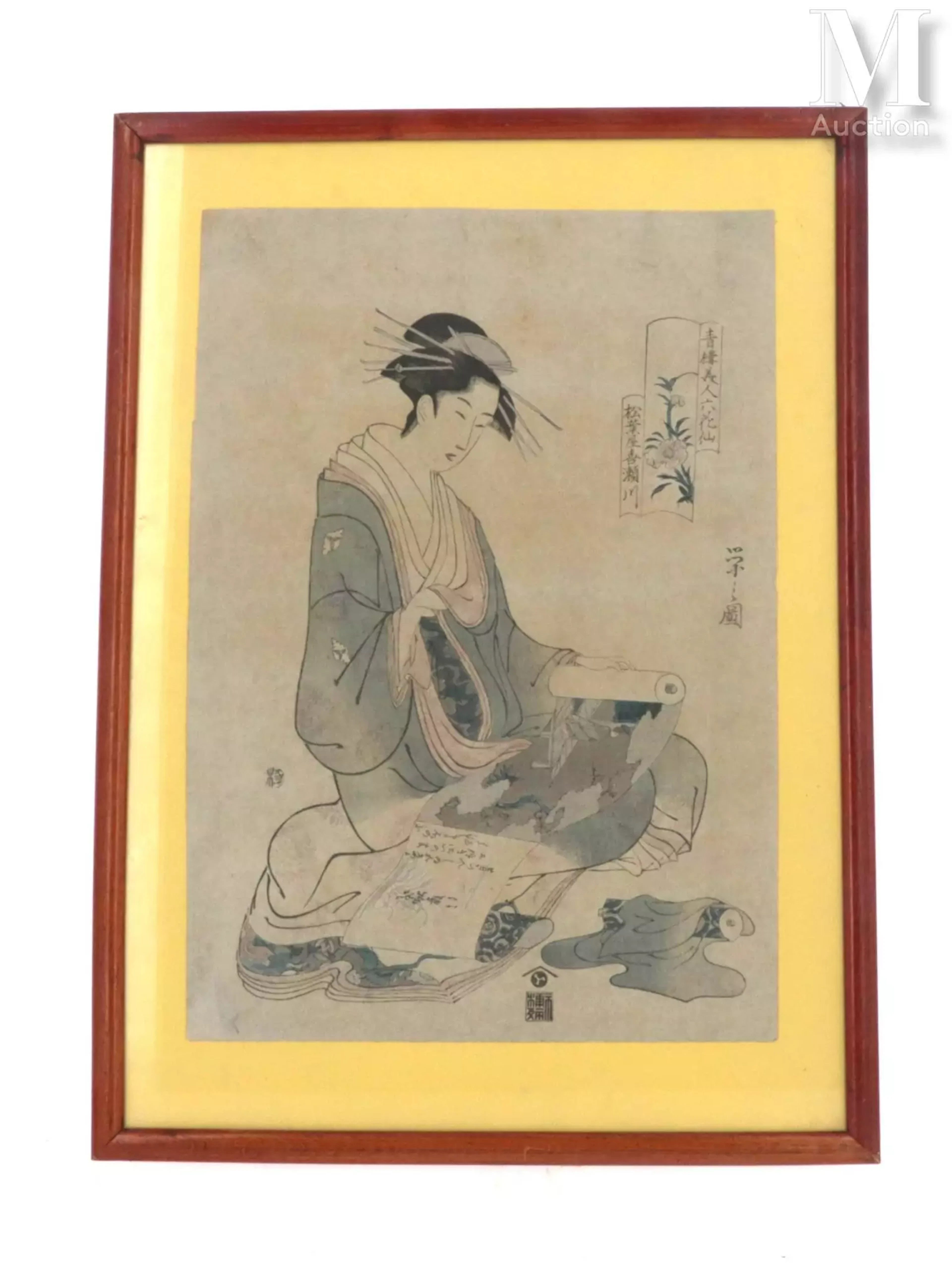 JAPON? XIXème Réunion de deux estampes Binjin-Ga