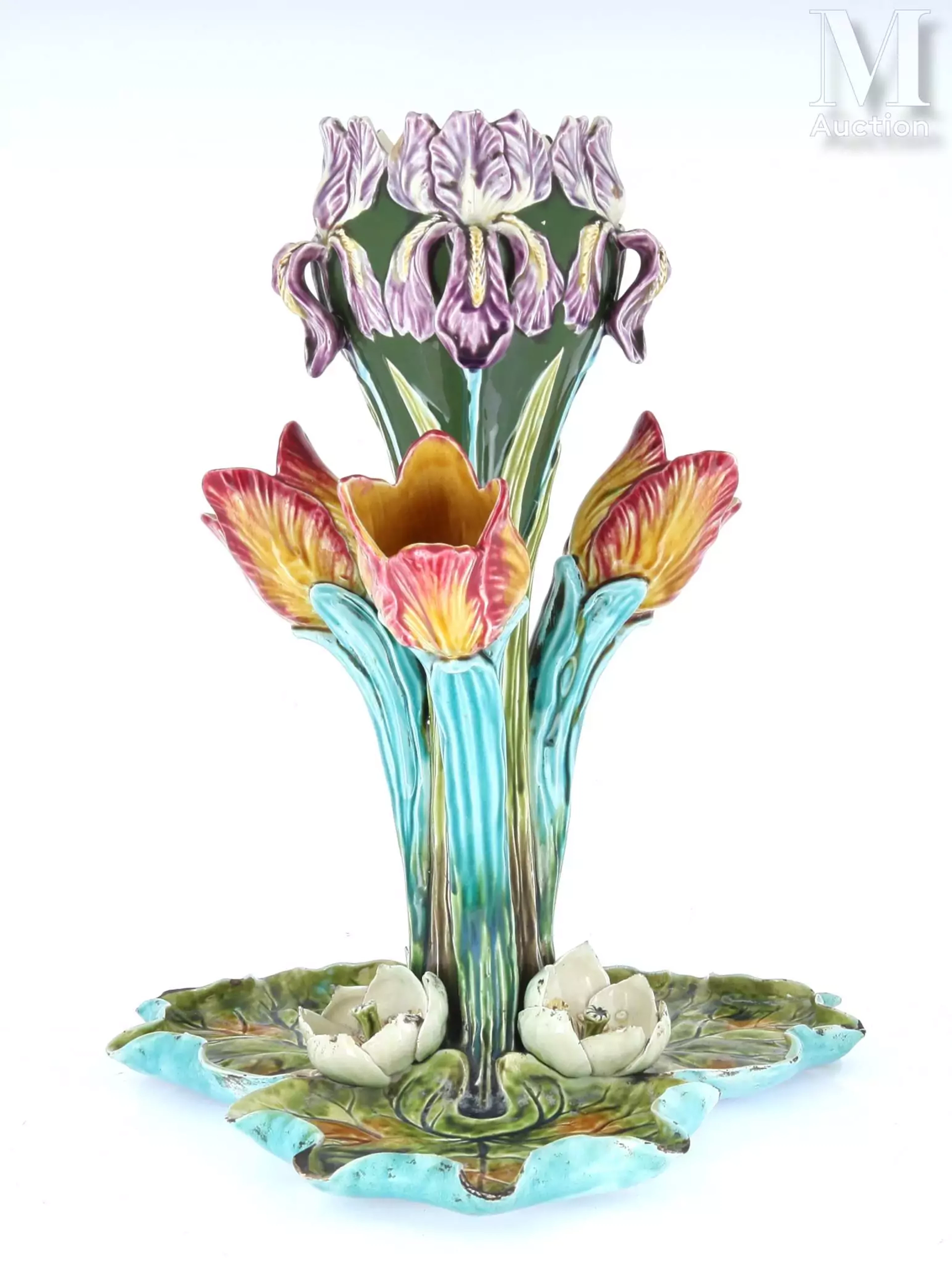 Faïencerie d'ONNAING Centre de table aux trois tulipes