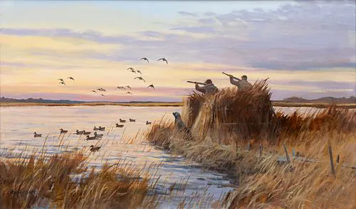 Thanksgiving Chet Renson Chet Reneson (b. 1934), Here They Come- Duck Hunting | Barnebys