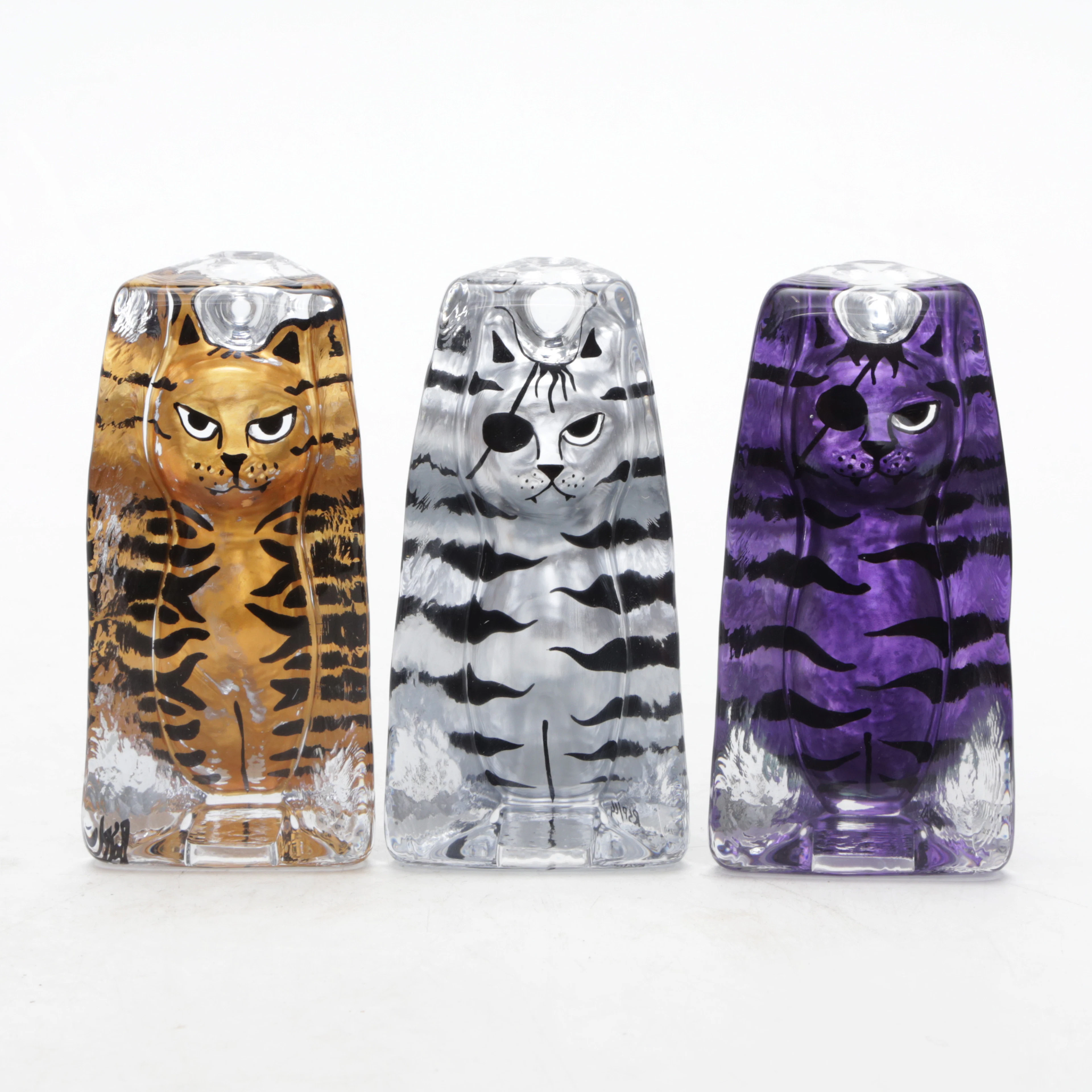 RENATE STOCK. SKULPTURER 3 st, glas, Sea, katter.