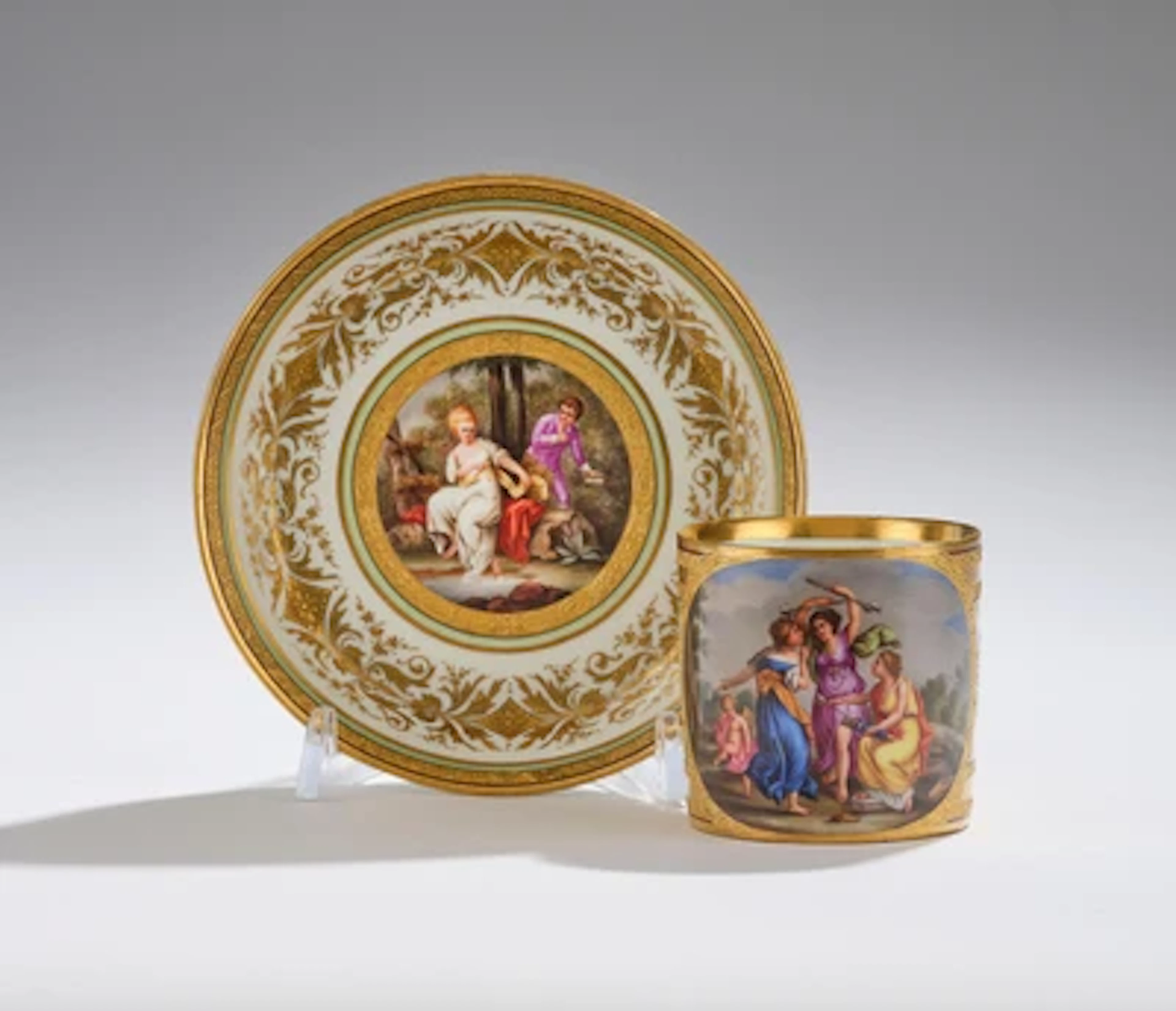 Bildtasse mit Bilduntertasse, Kaiserliche Porzellanmanufaktur, Wien 1811, 1812,