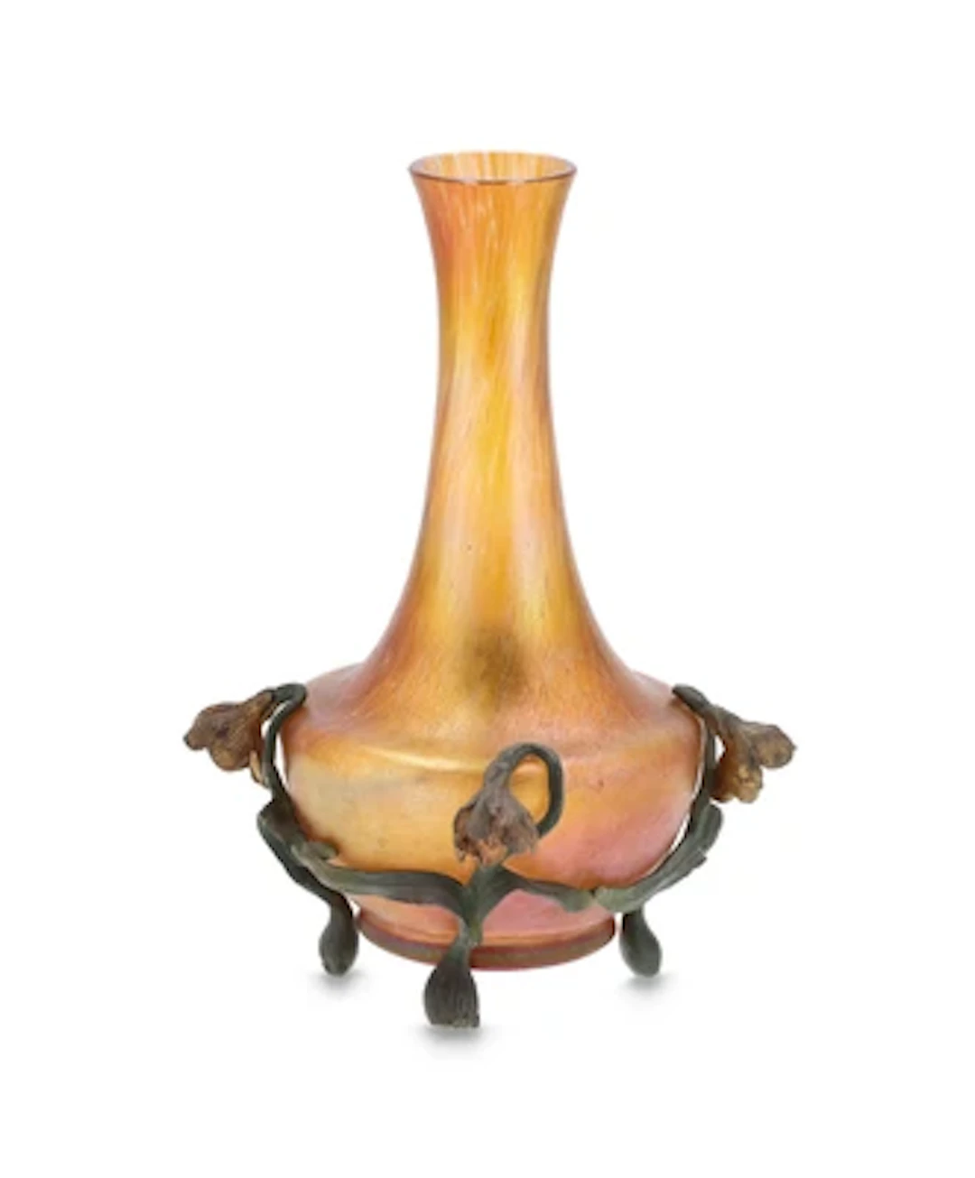 A vase with brass mount with flowers, Josef Rindskopf's Söhne, Teplitz-Schönau