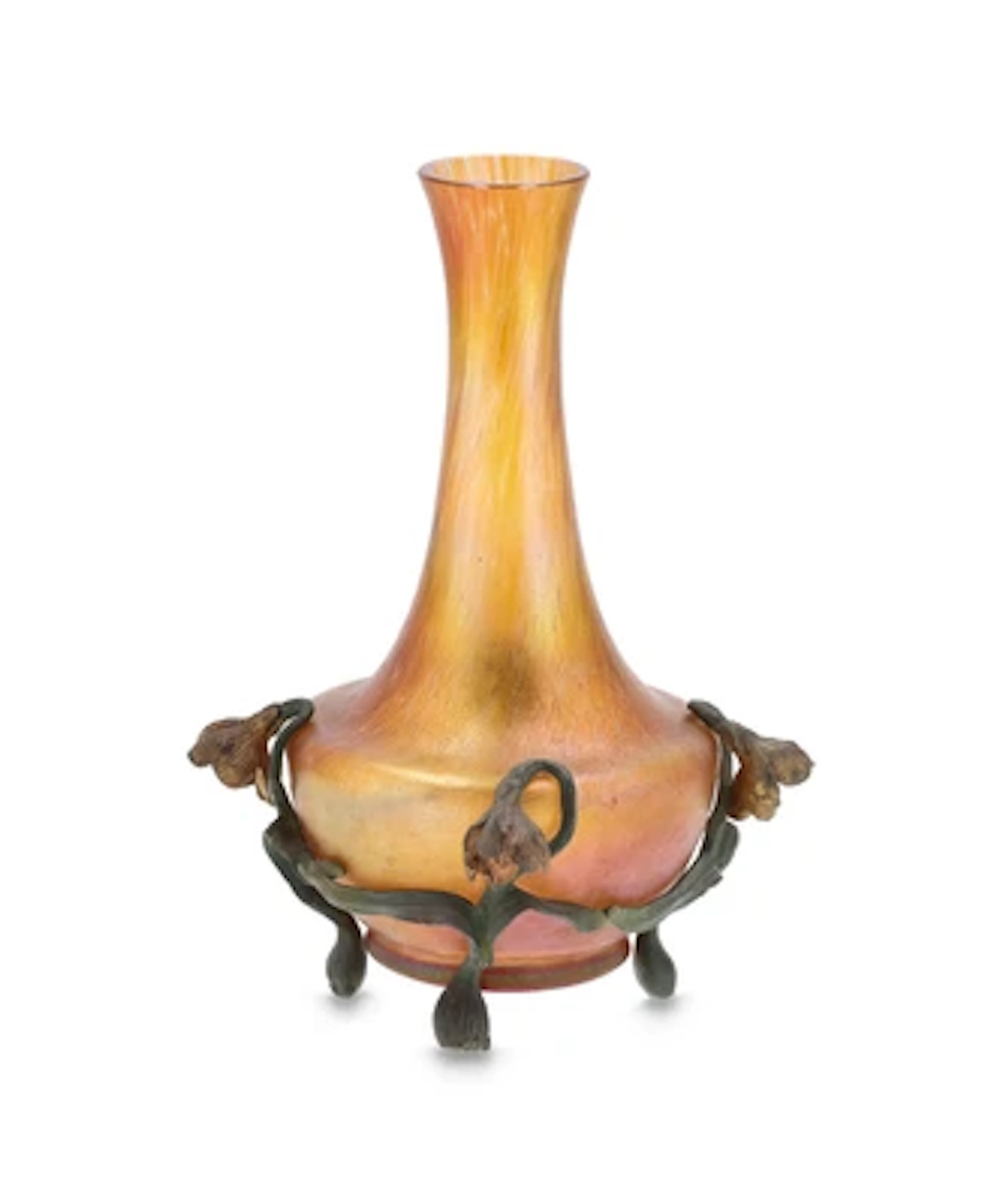 A vase with brass mount with flowers, Josef Rindskopf's Söhne, Teplitz-Schönau