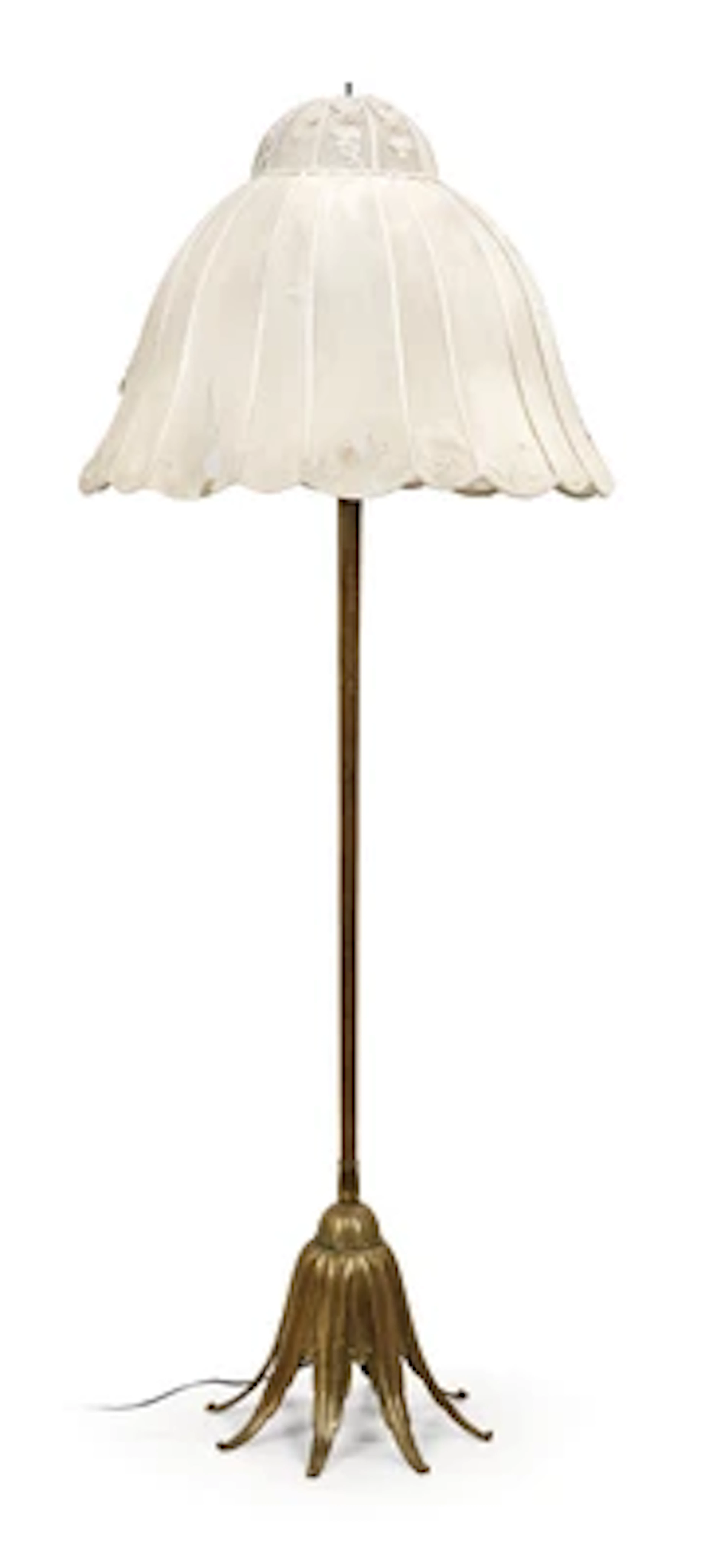 Hohe Stehlampe mit stilisiertem Blätterdekor, in der Art von Dagobert
