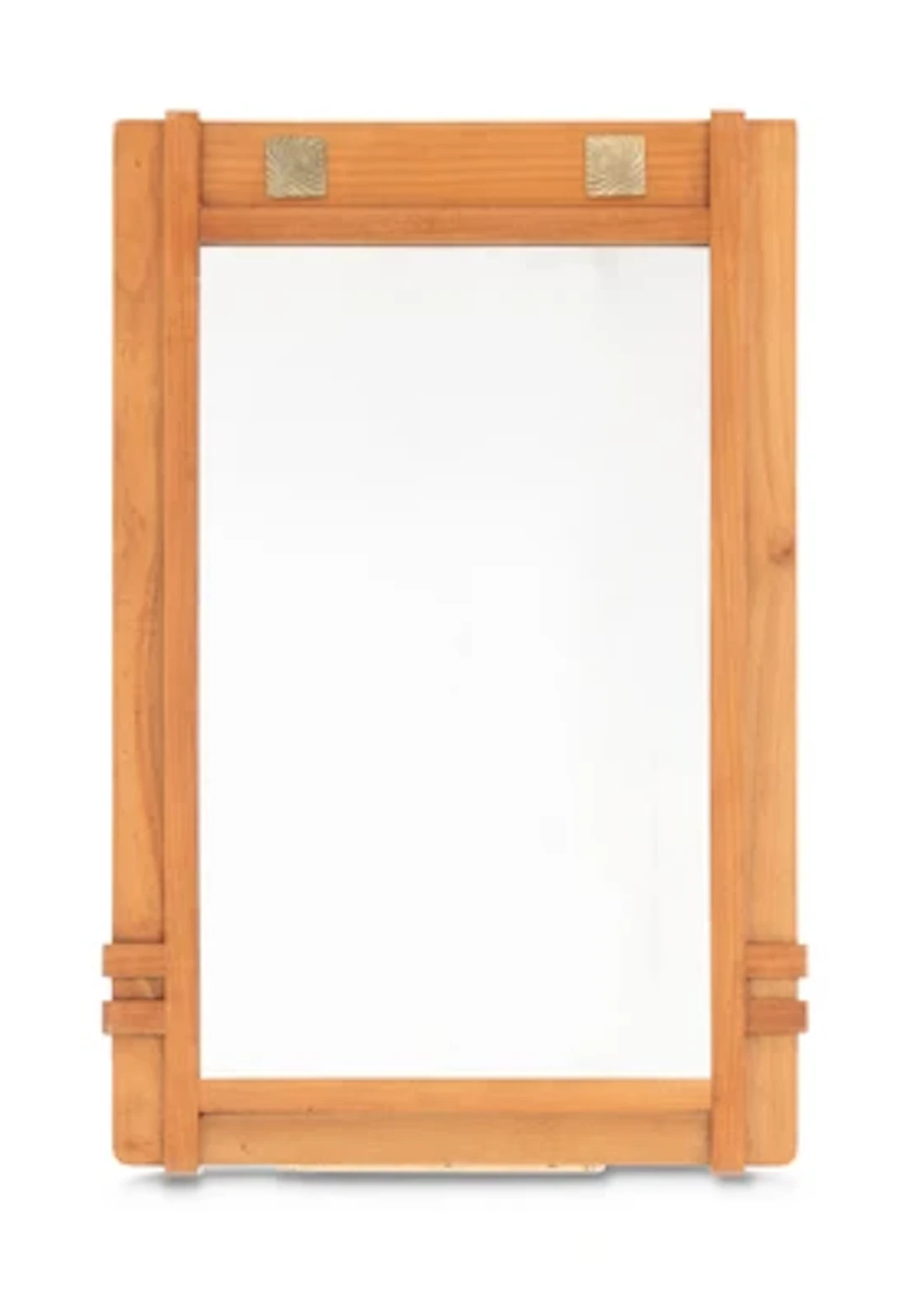 A wall mirror with brass applications with peacock-eye decoration, c. 1900/15