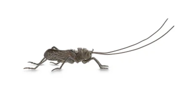 Jizai Okimono einer Heuschrecke, Japan, Meiji Periode, signiert Yasunosuke