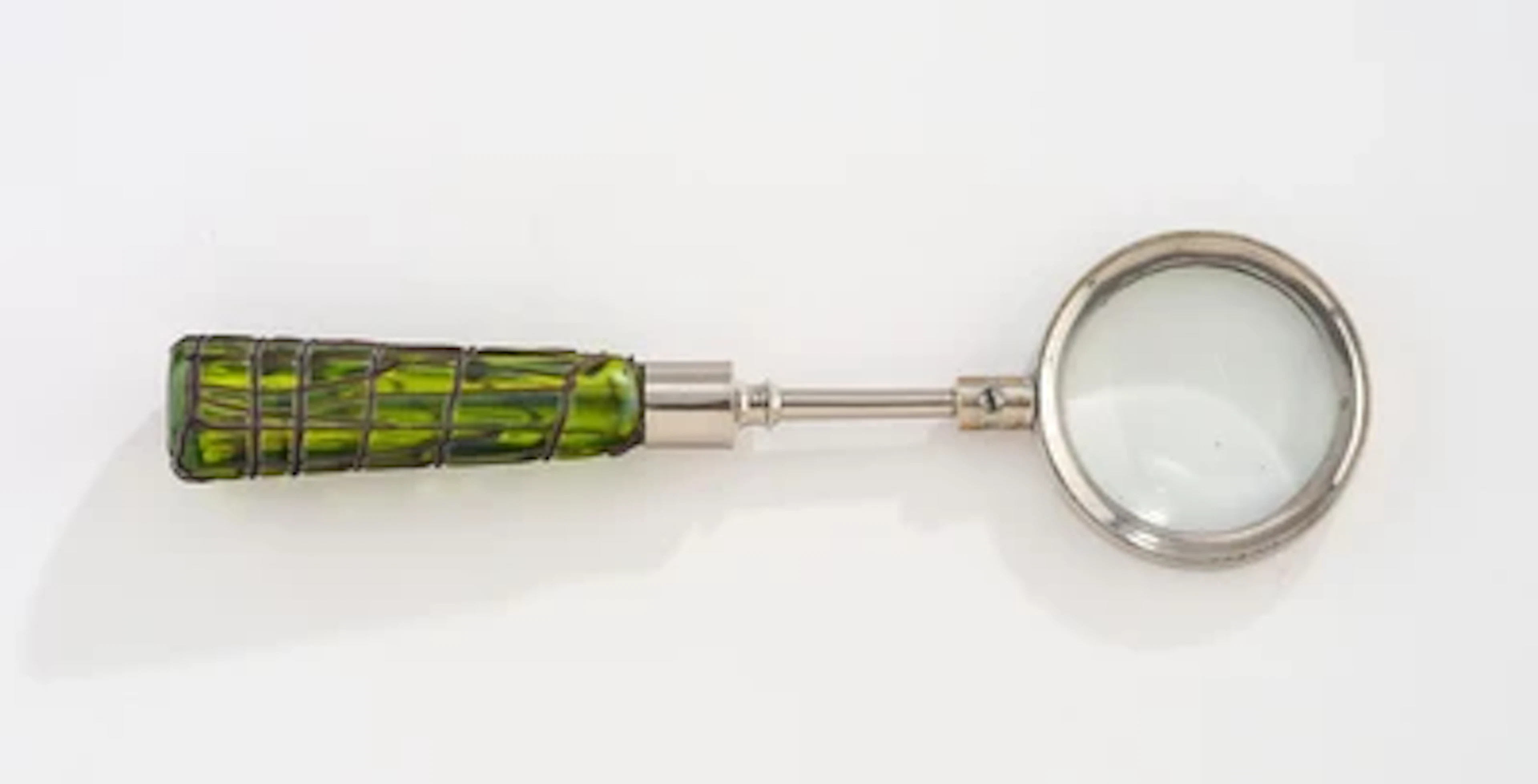 Lupe mit Griff mit Dekor Koryntha, 'Green Veined', Pallme König & Habel, Kosten bei Teplitz, um 1900/05