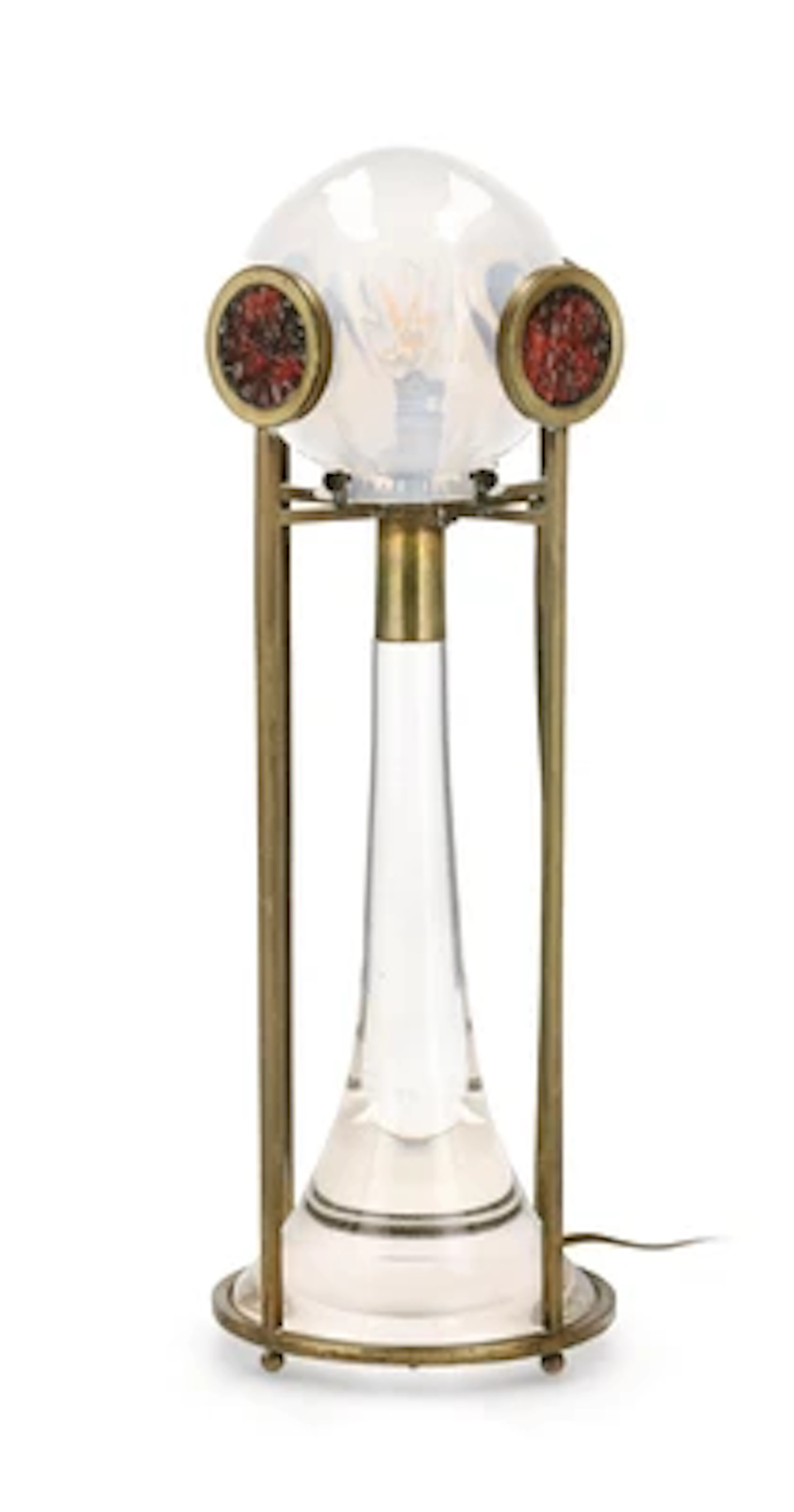 Art Déco Tisch- bzw. Kaminlampe mit einer Lampenkugel, in der Art