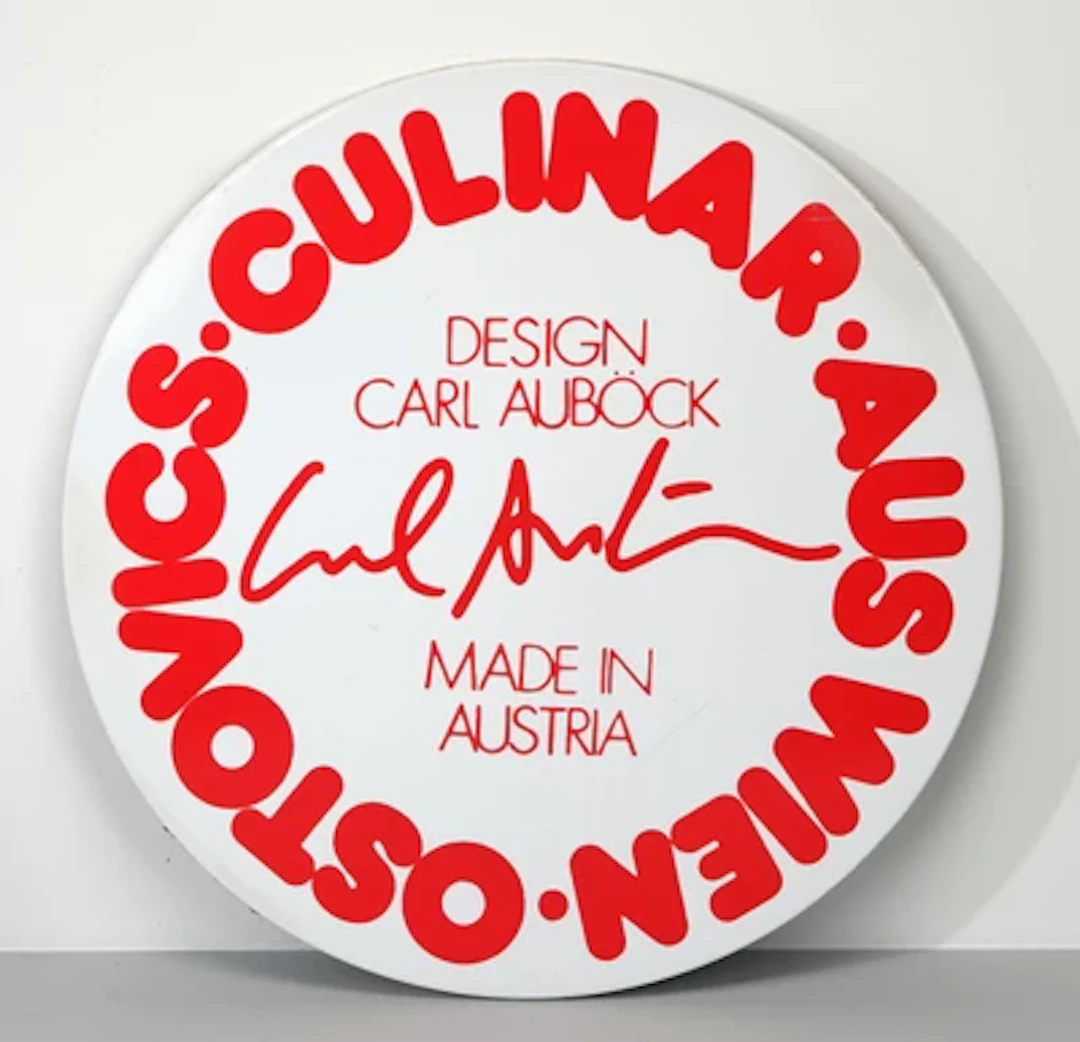 Großes, originales Emailschild 'Ostovics Culinar aus Wien, Design