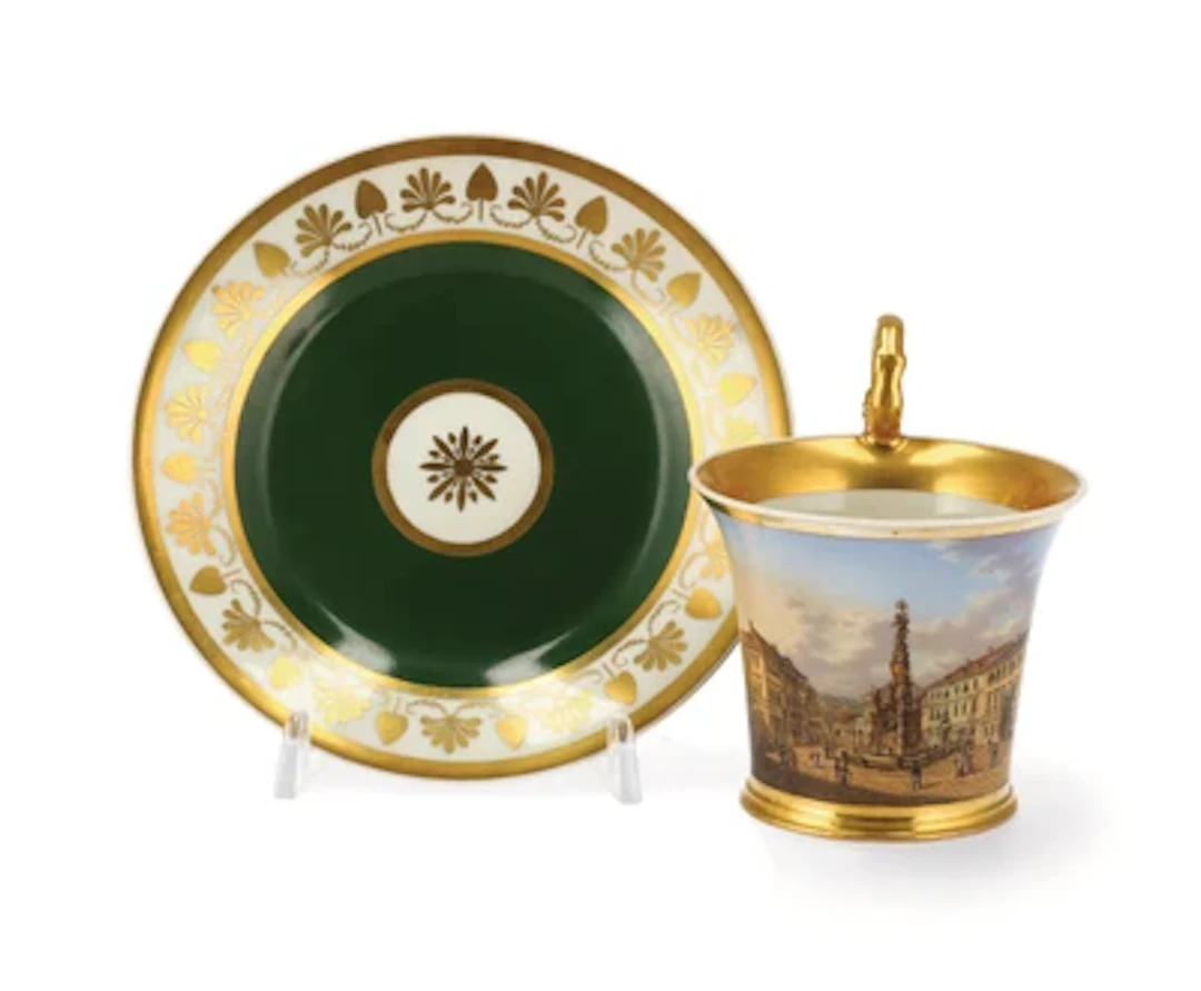 “Vue de la grande place à Baden en Autriche” – A Cabinet Cup and Saucer