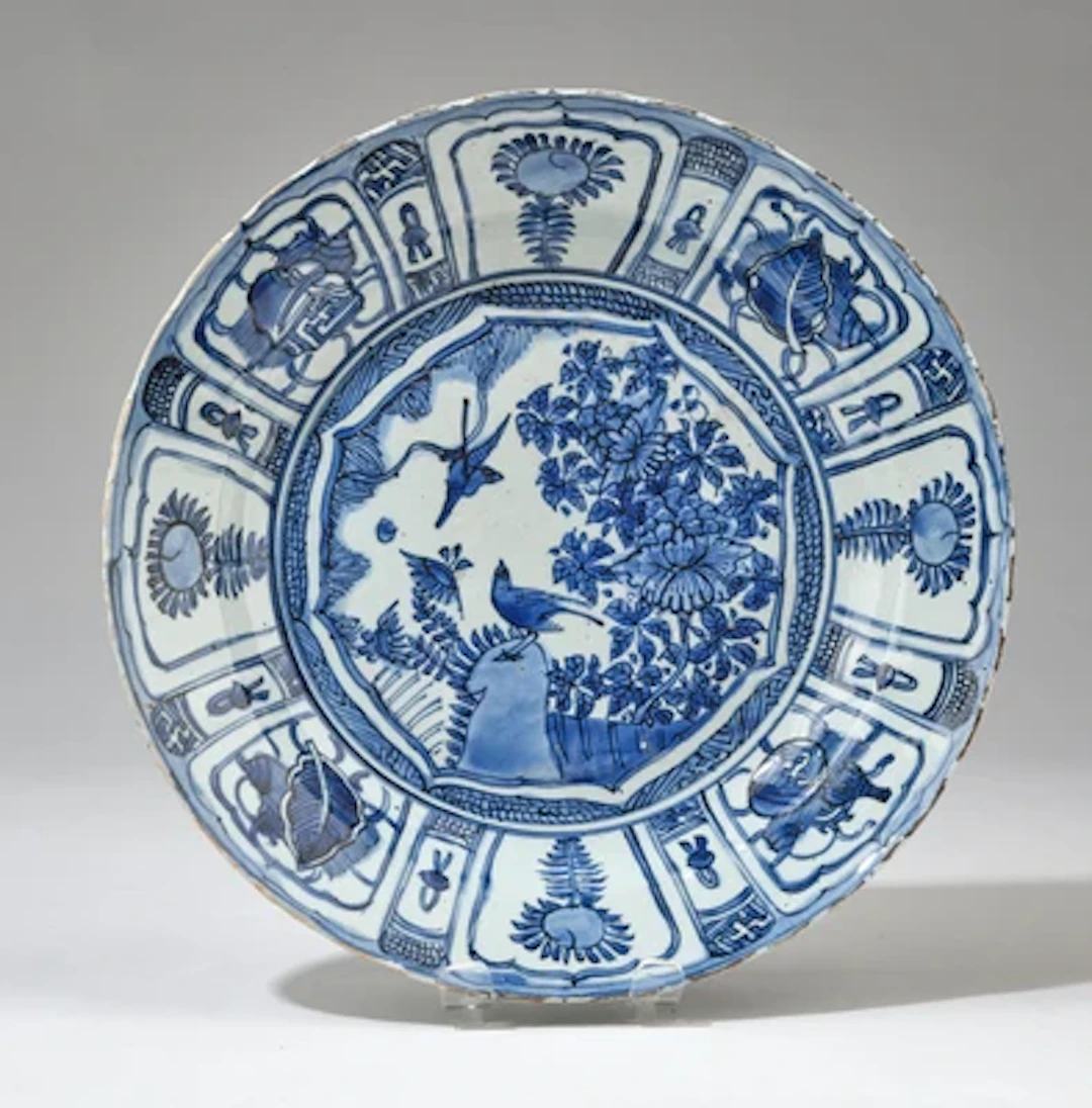 Blau-weißer Kraak Teller, China, Ming Dynastie, Wanli Periode