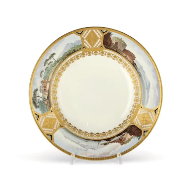 A Panorama Plate with Views of Southern Italy, Imperial Porcelain