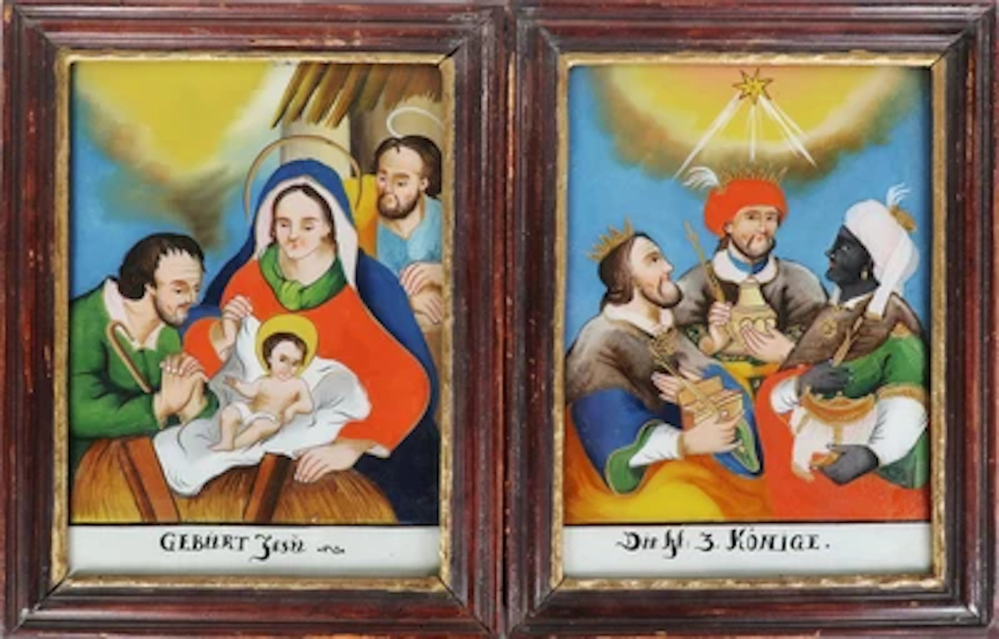 Paar Hinterglasbilder, Seehausen am Staffelsee, Oberbayern, 1. Hälfte 19. Jahrhundert