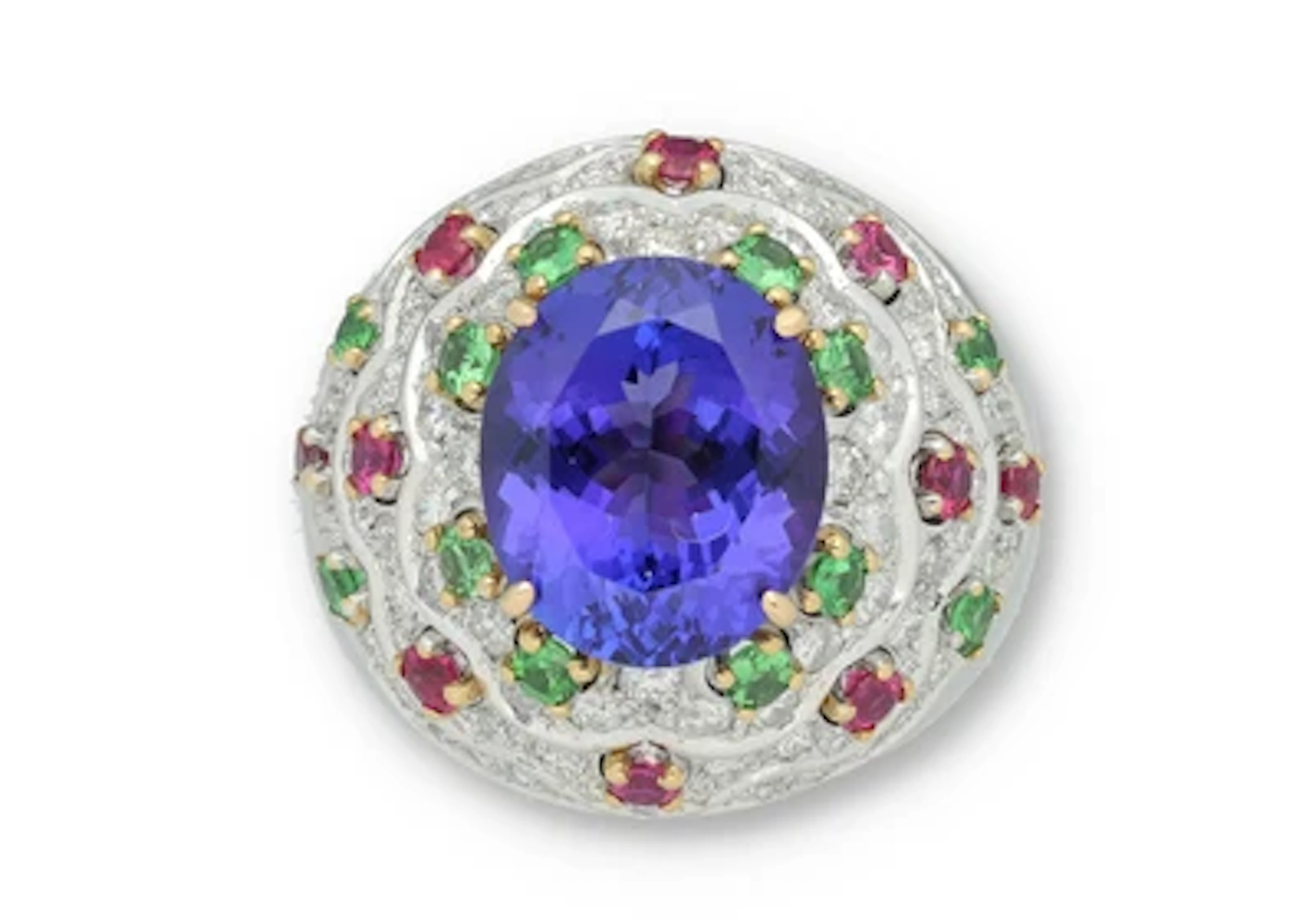 Brillant Farbstein Ring mit Tansanit 6,63 ct