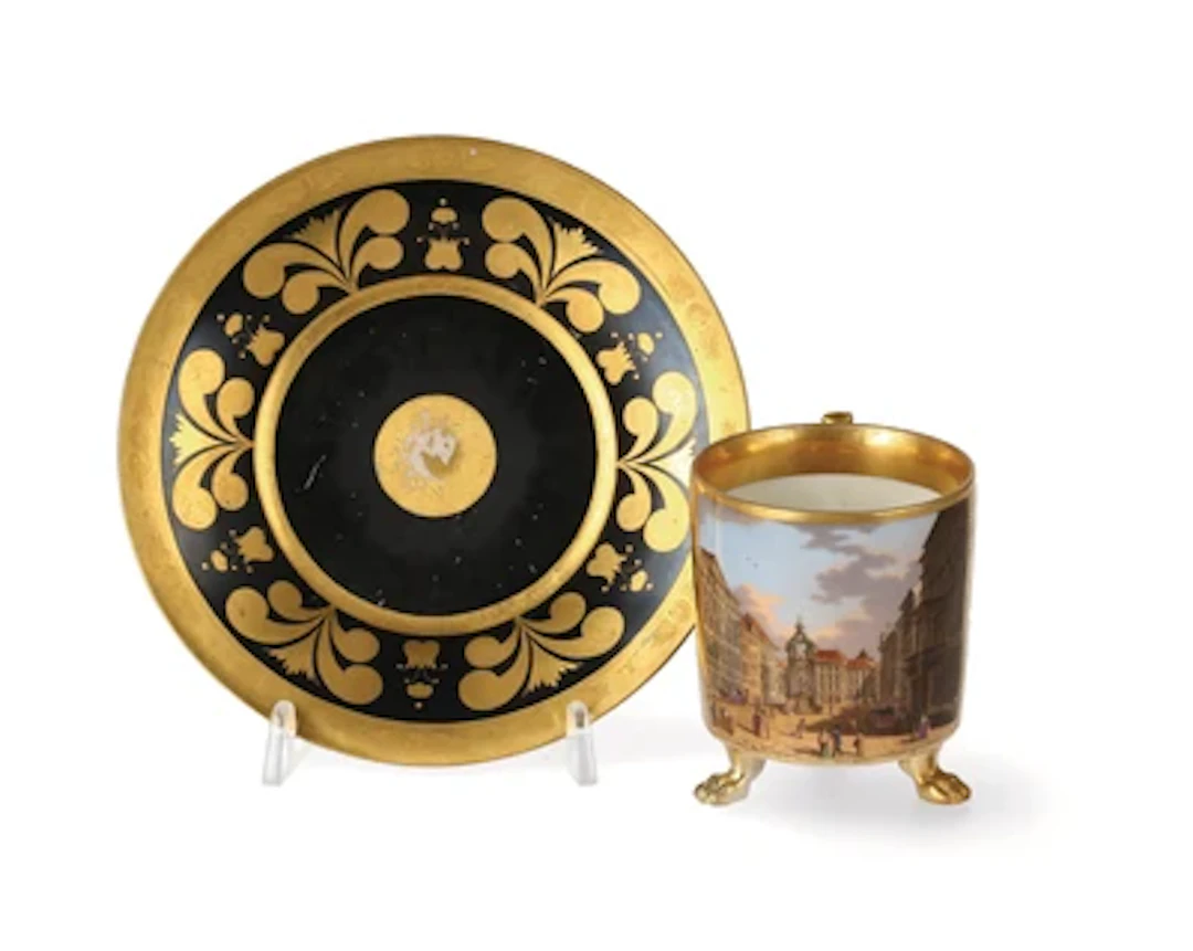 “Vue de la place dite: Hohen Markt” – A Cabinet Cup and Saucer, Imperial