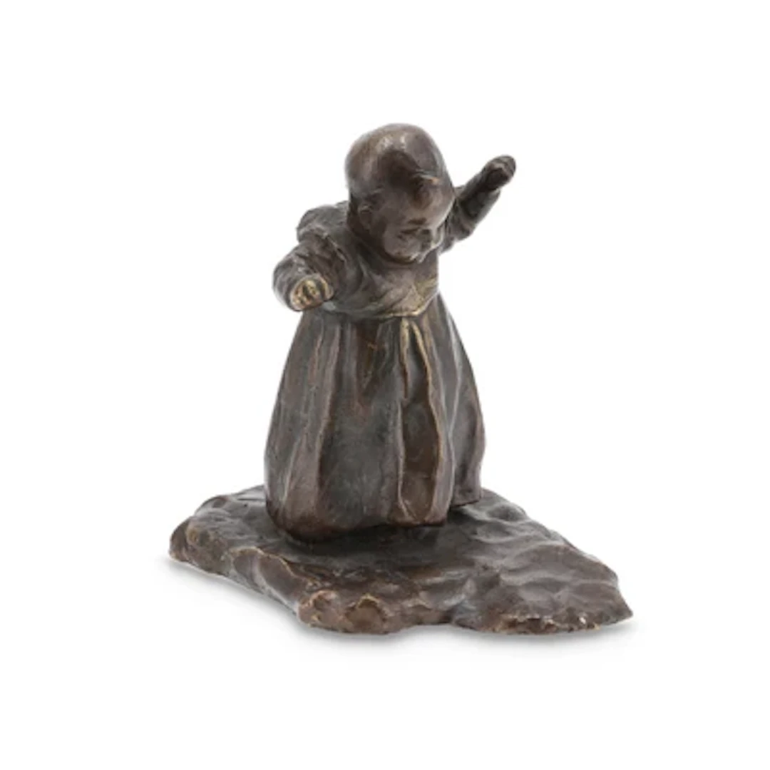 Antonio Ugo (Palermo 1870-1956), a bronze sculpture: First Steps, c. 1900