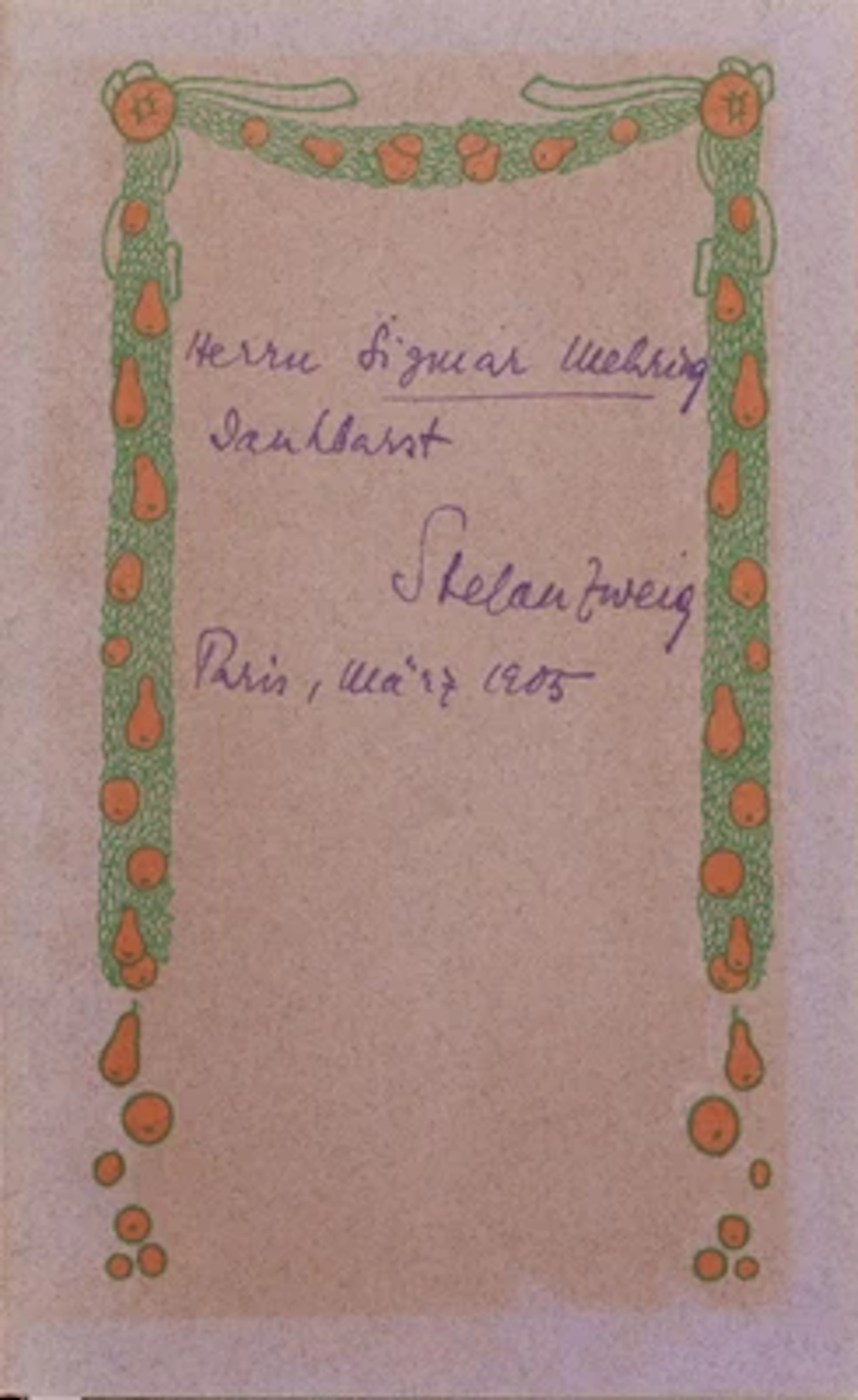 STEFAN ZWEIG: VERLAINE (SIGNIERT).