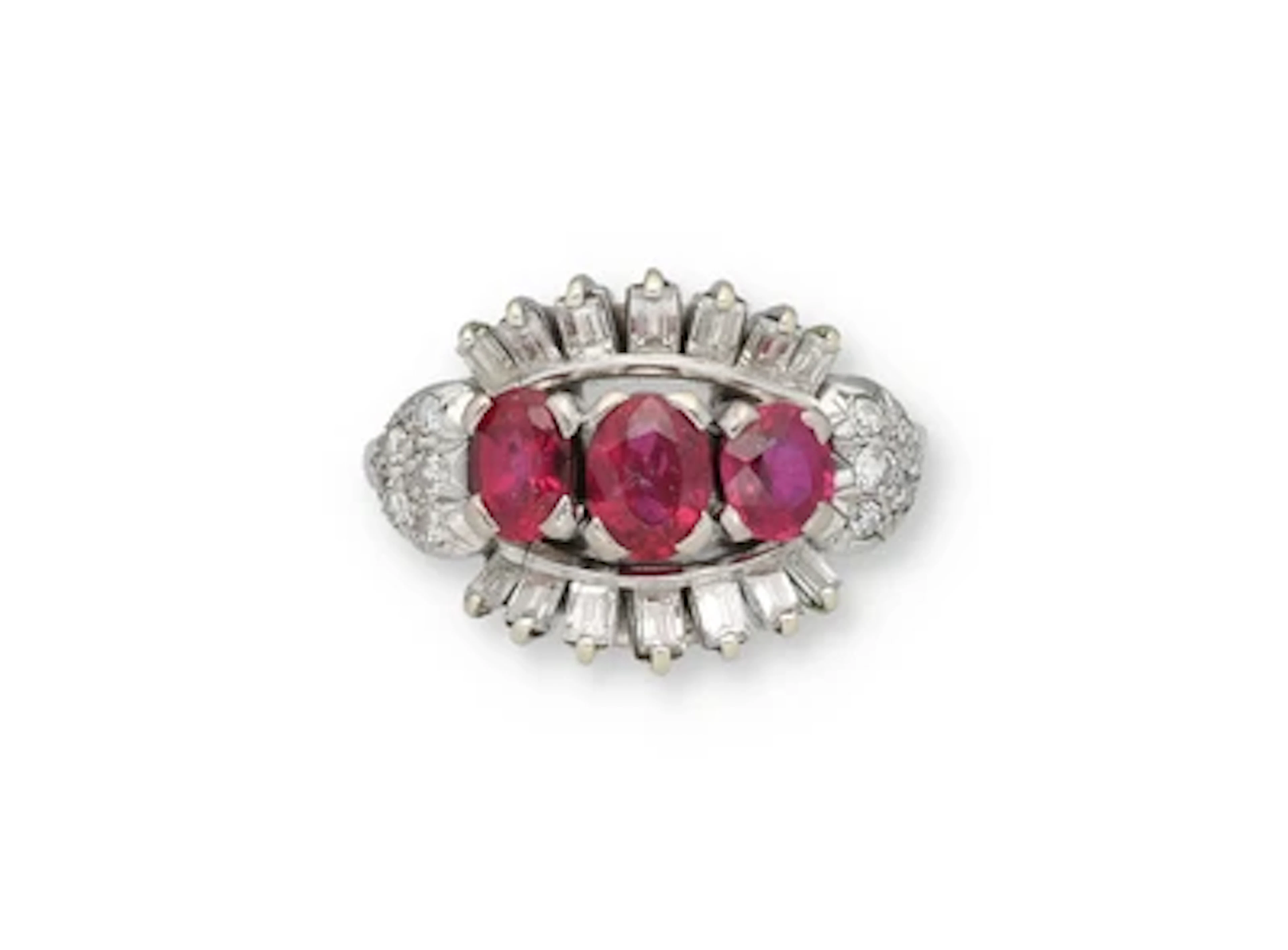 Diamantring mit unbehandelten Rubinen zus. ca. 1,50 ct