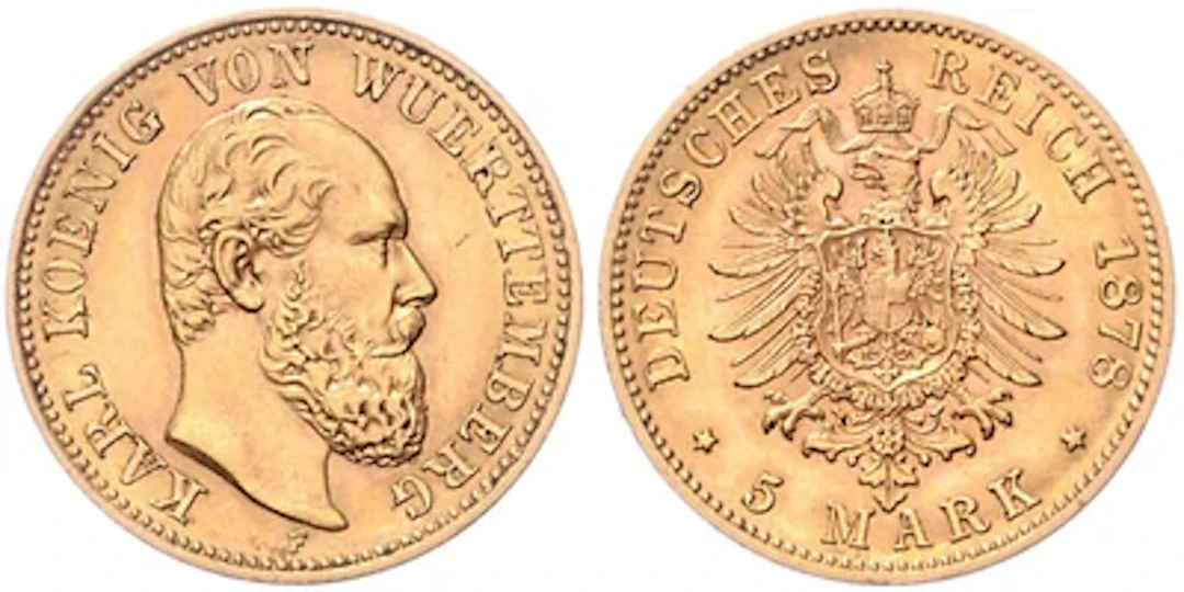 Württemberg Karl 1864-1891 GOLD