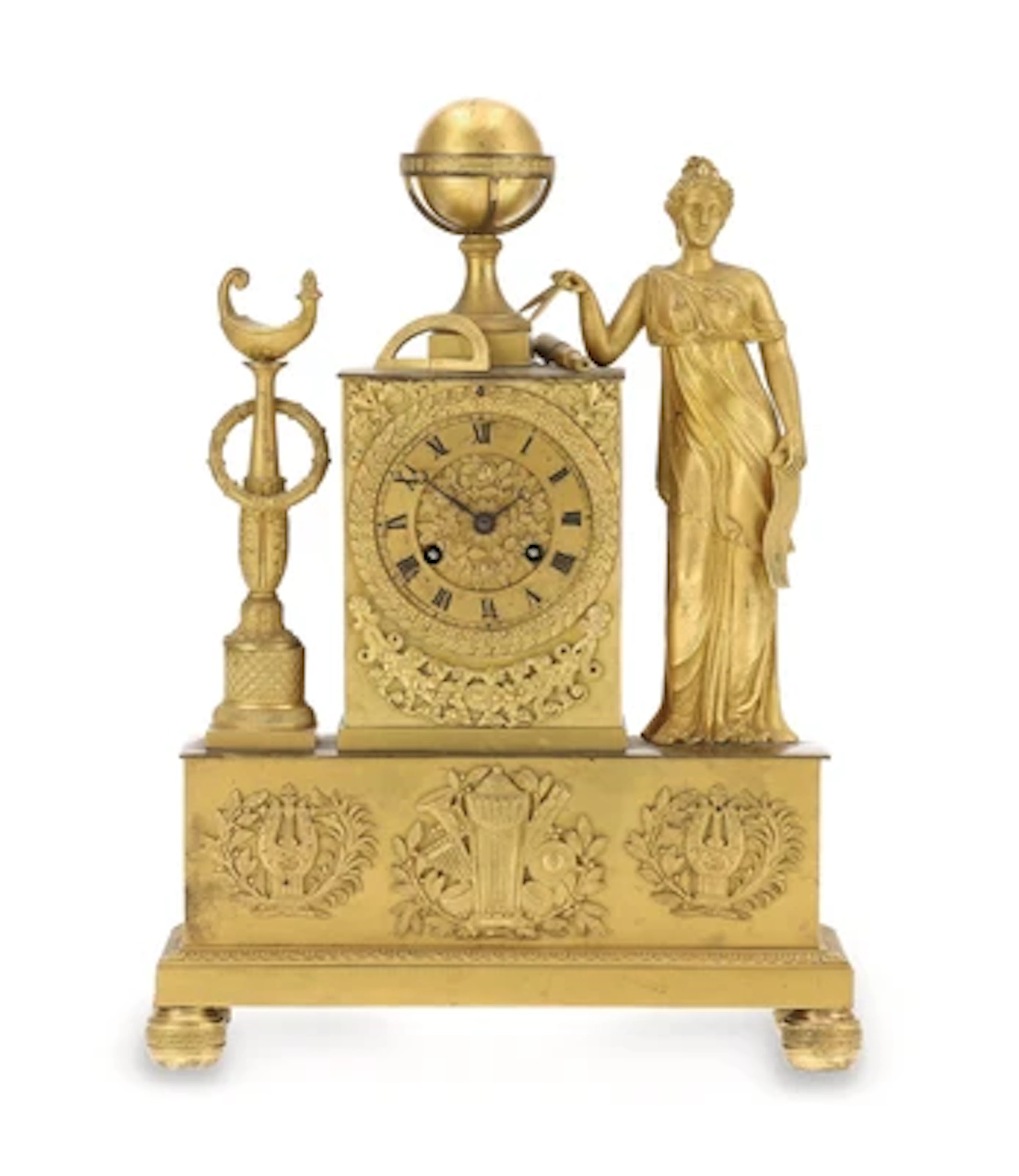 Neoklassizismus Ormolu Kaminuhr „Astronomie“,