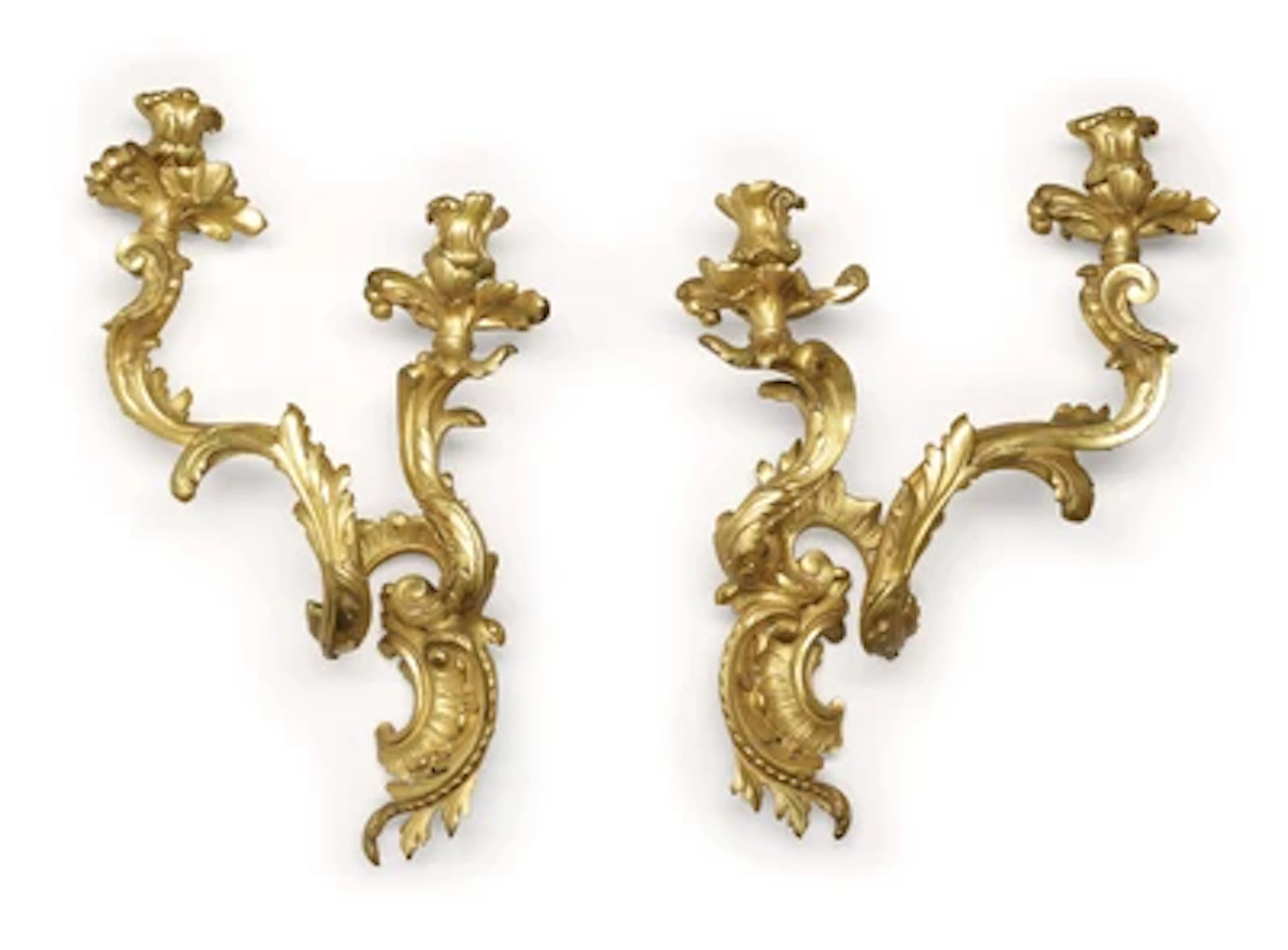A Pair of Louis XV Two-Light Wall Appliques