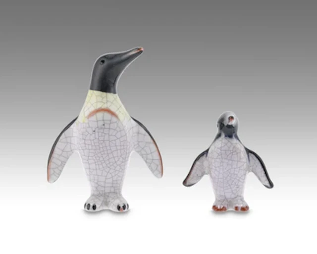 Walter Bosse, zwei Pinguine, Staatliche Majolika-Manufaktur, Karlsruhe, 1956-79