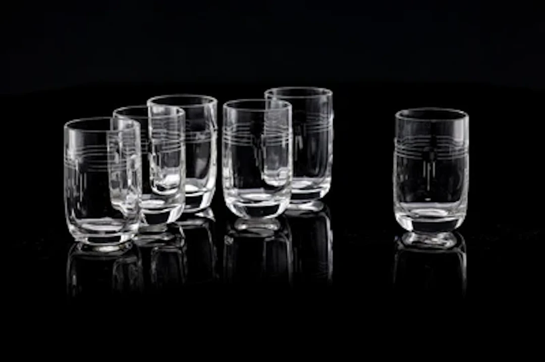 Six liqueur glasses with Secessionist decoration, c. 1900
