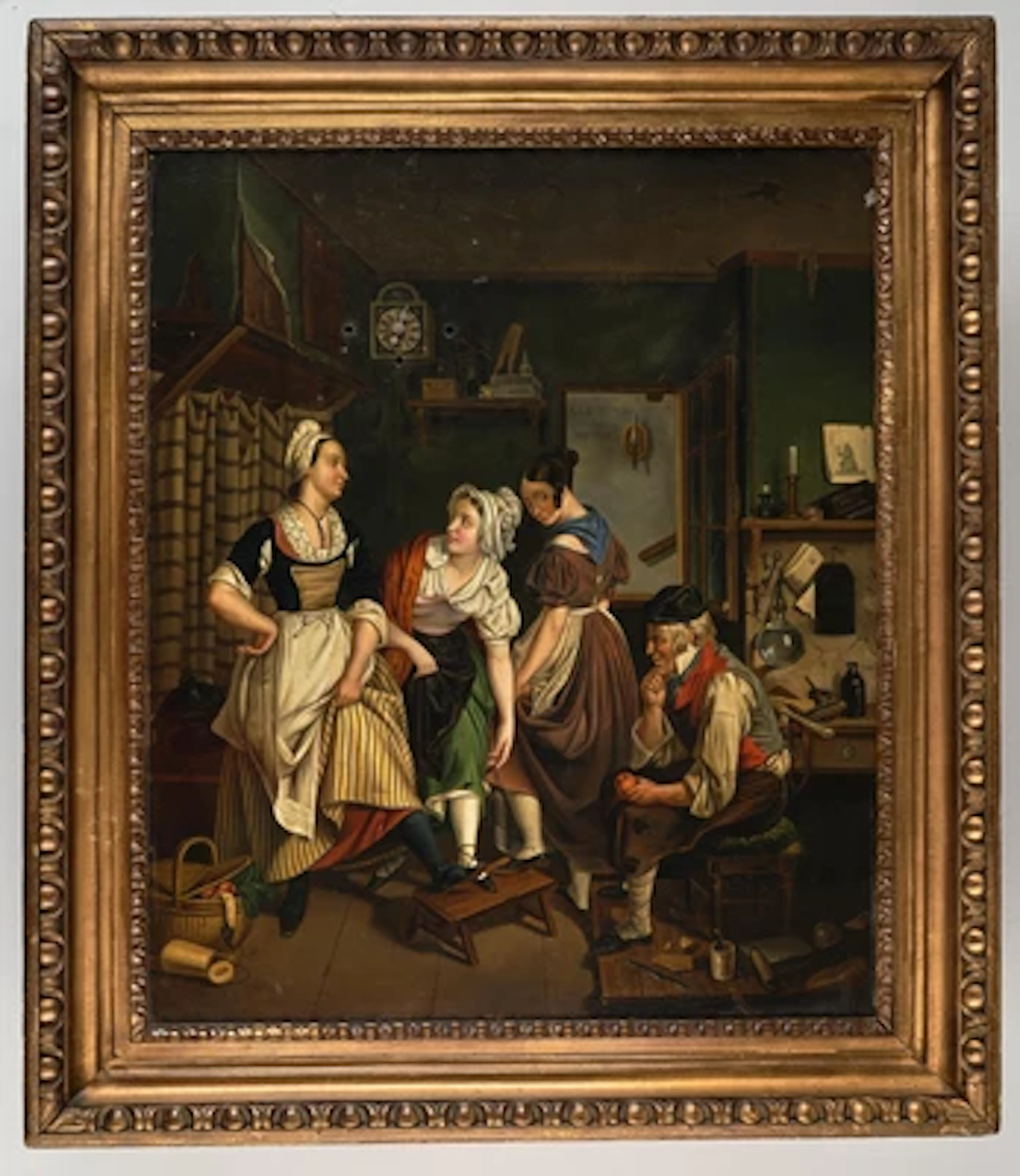 Biedermeier Bilderuhr mit Musikspielwerk