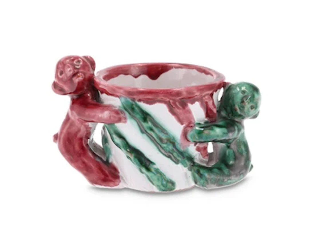 A cactus pot with two monkeys, Tonindustrie Scheibbs, c. 1923/33