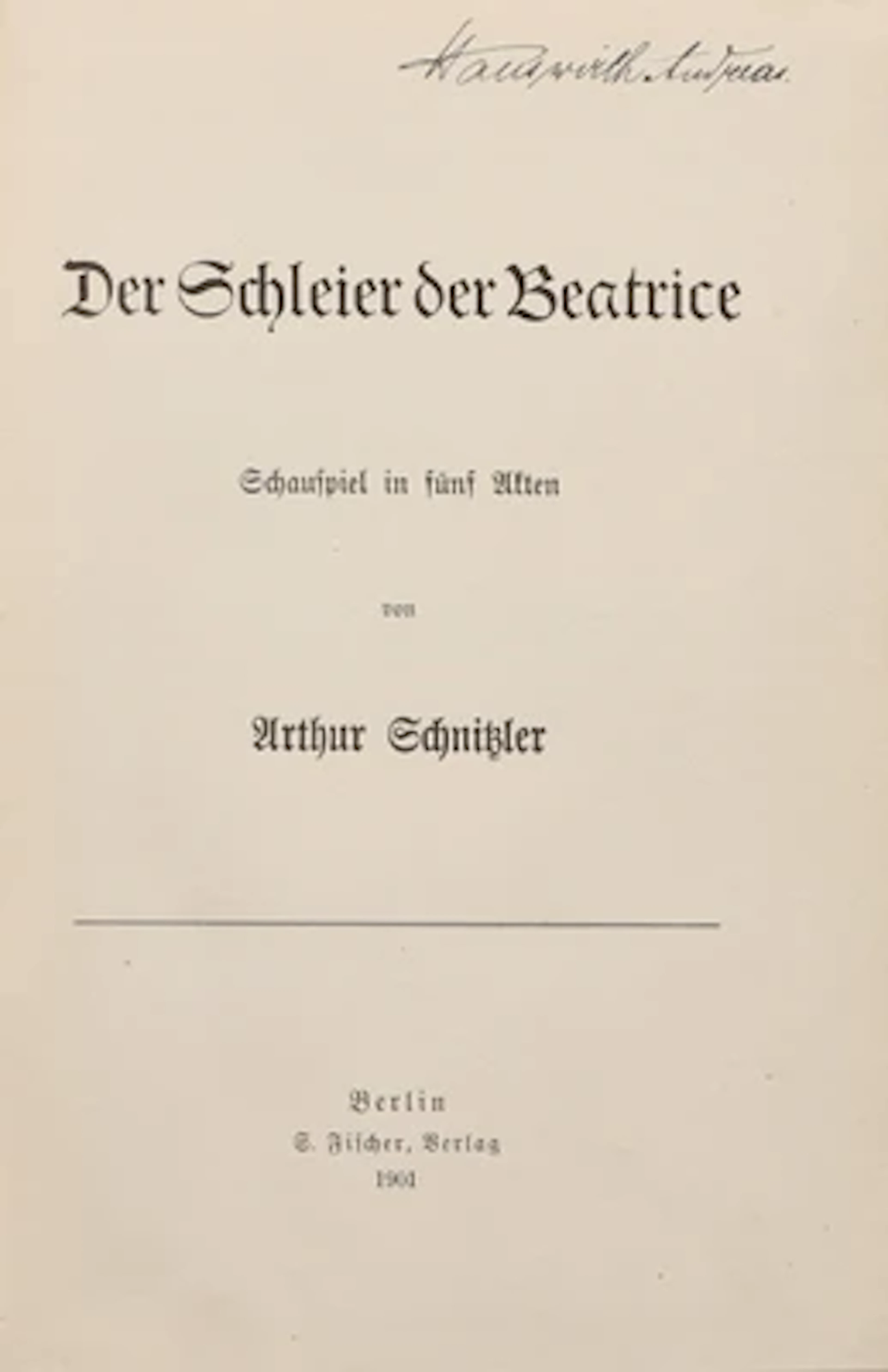 ARTHUR SCHNITZLER: DER SCHLEIER DER BEATRICE.