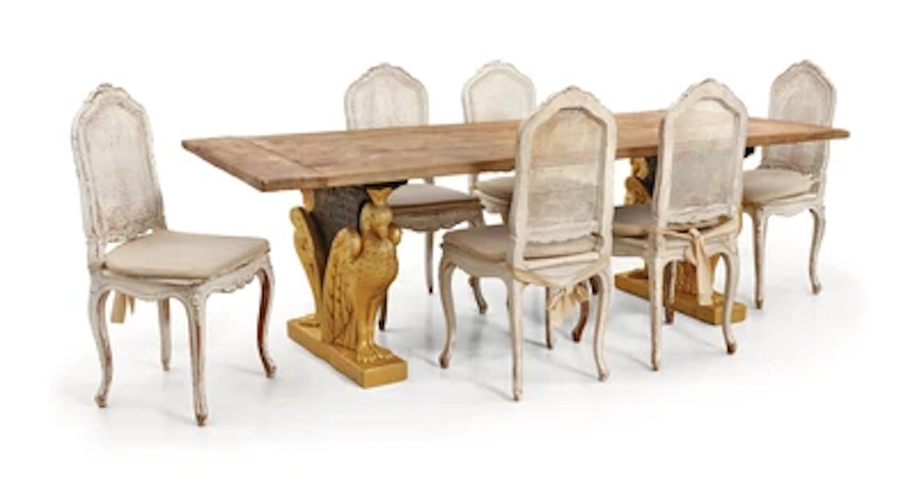 Satz von 6 Sesseln im Louis XV-Stil („shabby chic“)