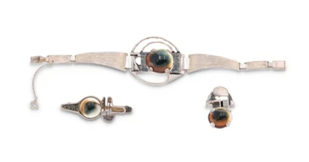 Manfred Stubhann (born in 1943), a silver bracelet, ring and brooch