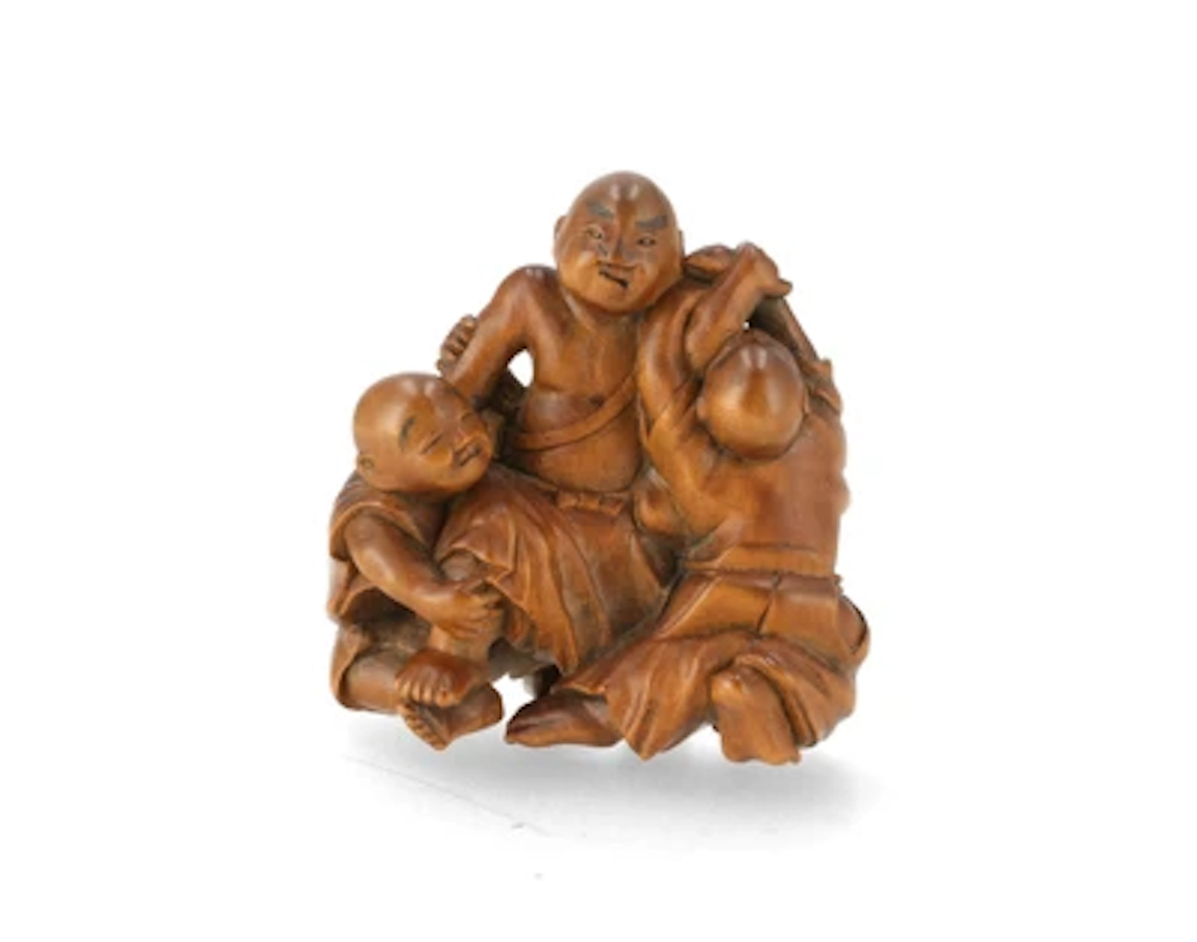 Netsuke von drei Blinden, Japan, 19. Jh., signiert Masanao