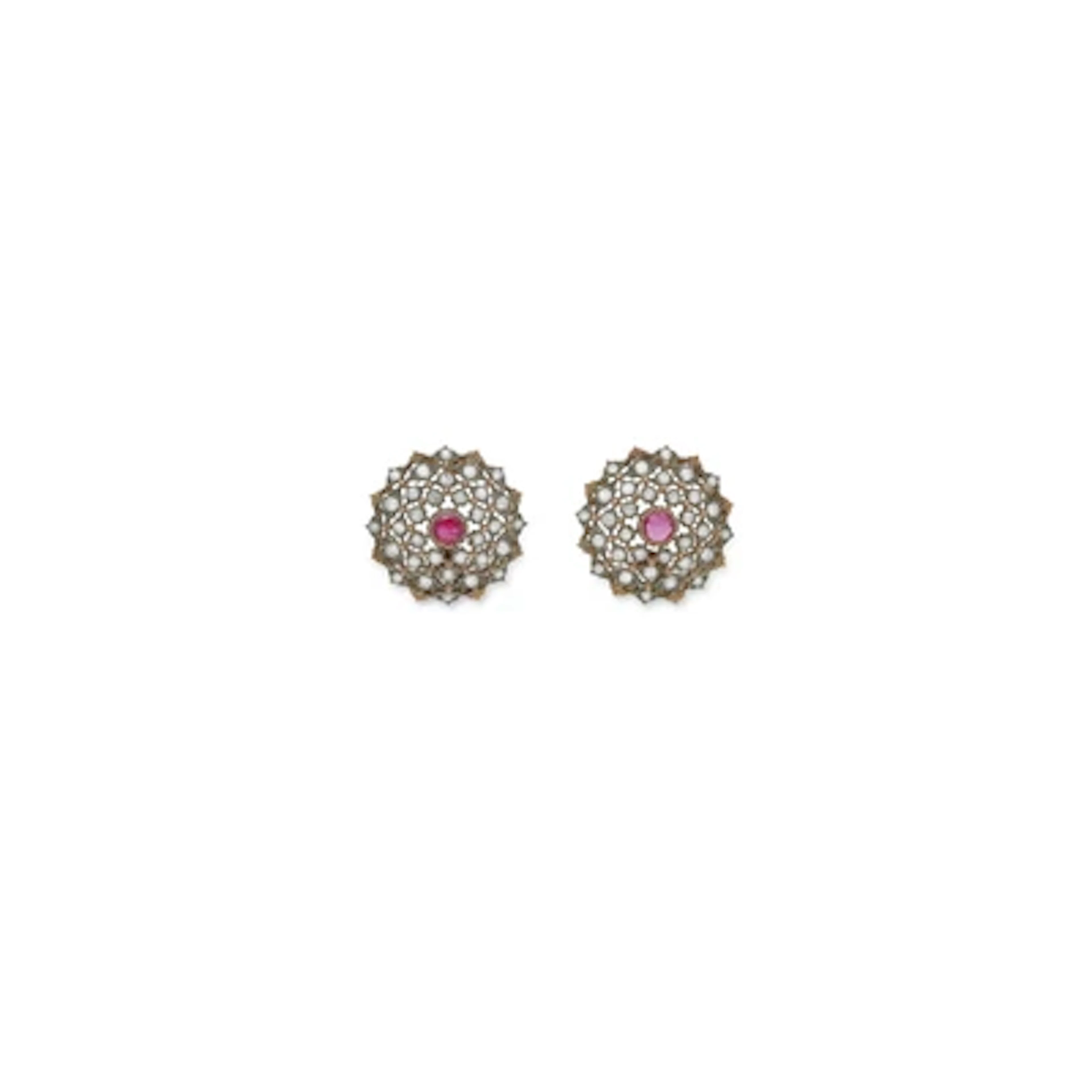 Buccellati diamond and ruby ear clips