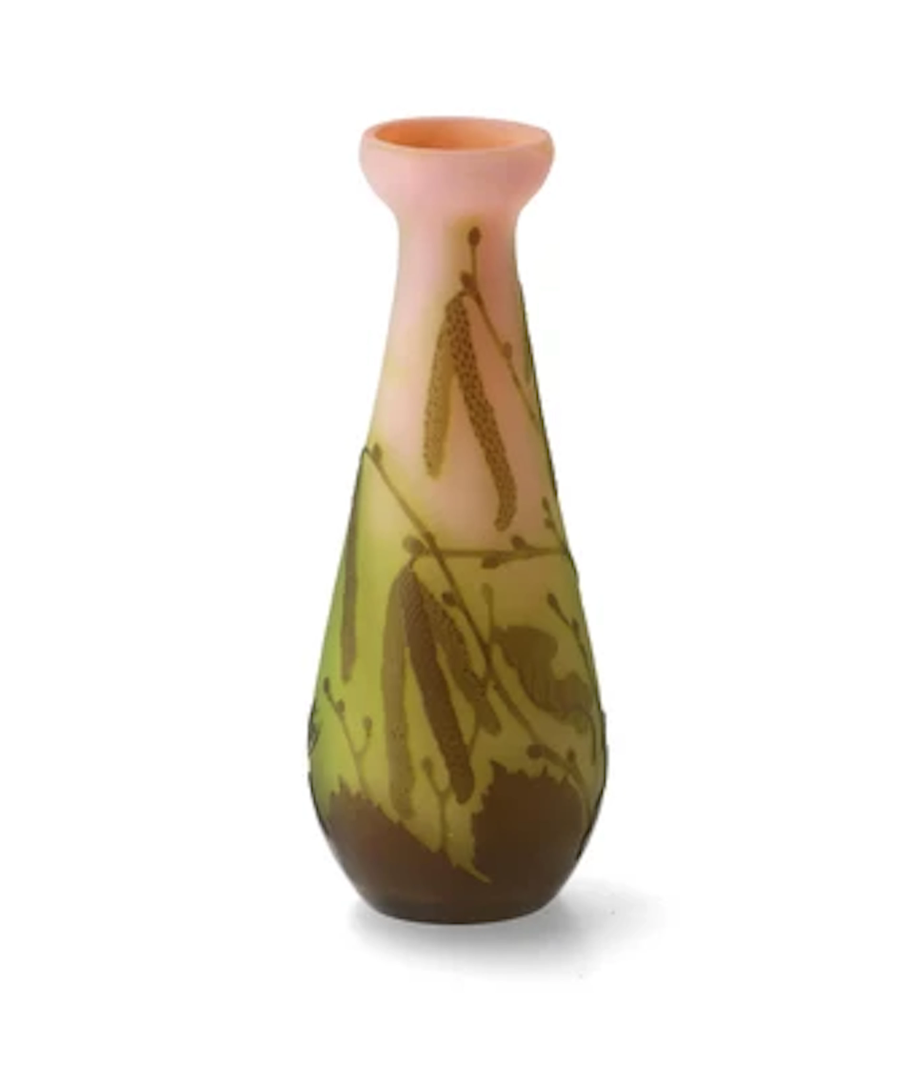 A vase with hazel flowers and leaves, Emile Gallé, Nancy, c. 1905-10