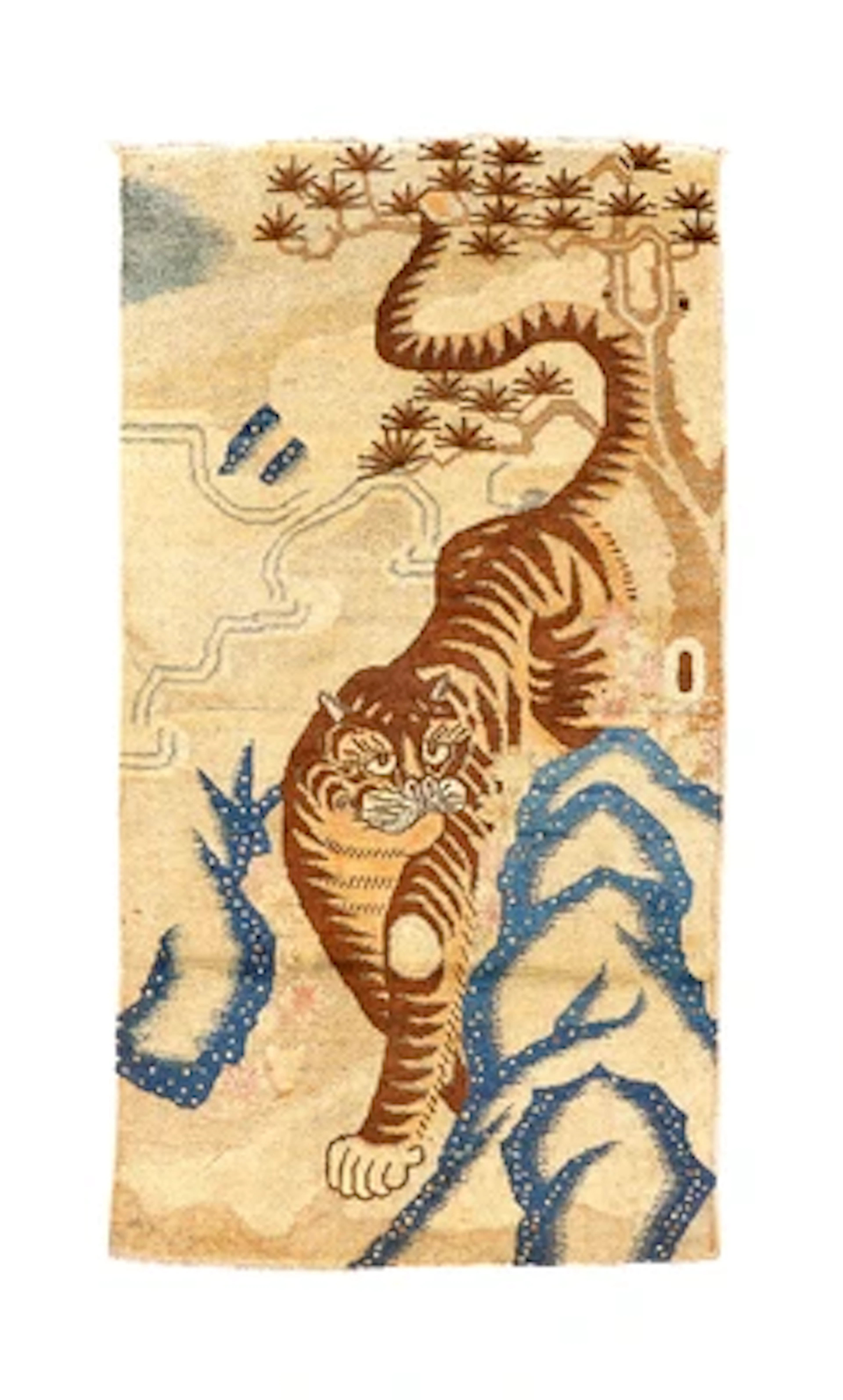 Tiger Carpet, Tibet, c. 139 x 74 cm