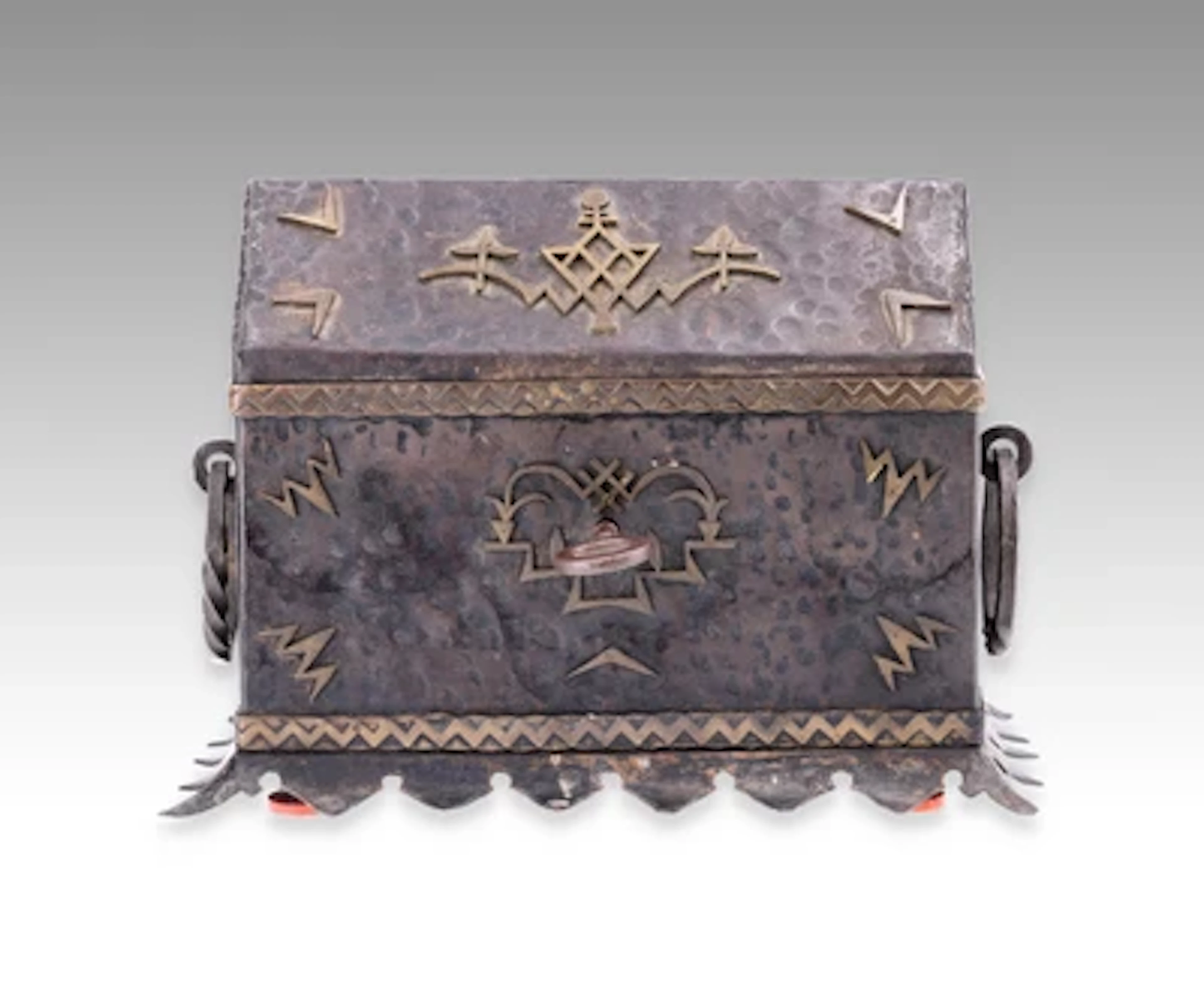 A wrought-iron casket with decoration, in the manner of Dagobert Peche