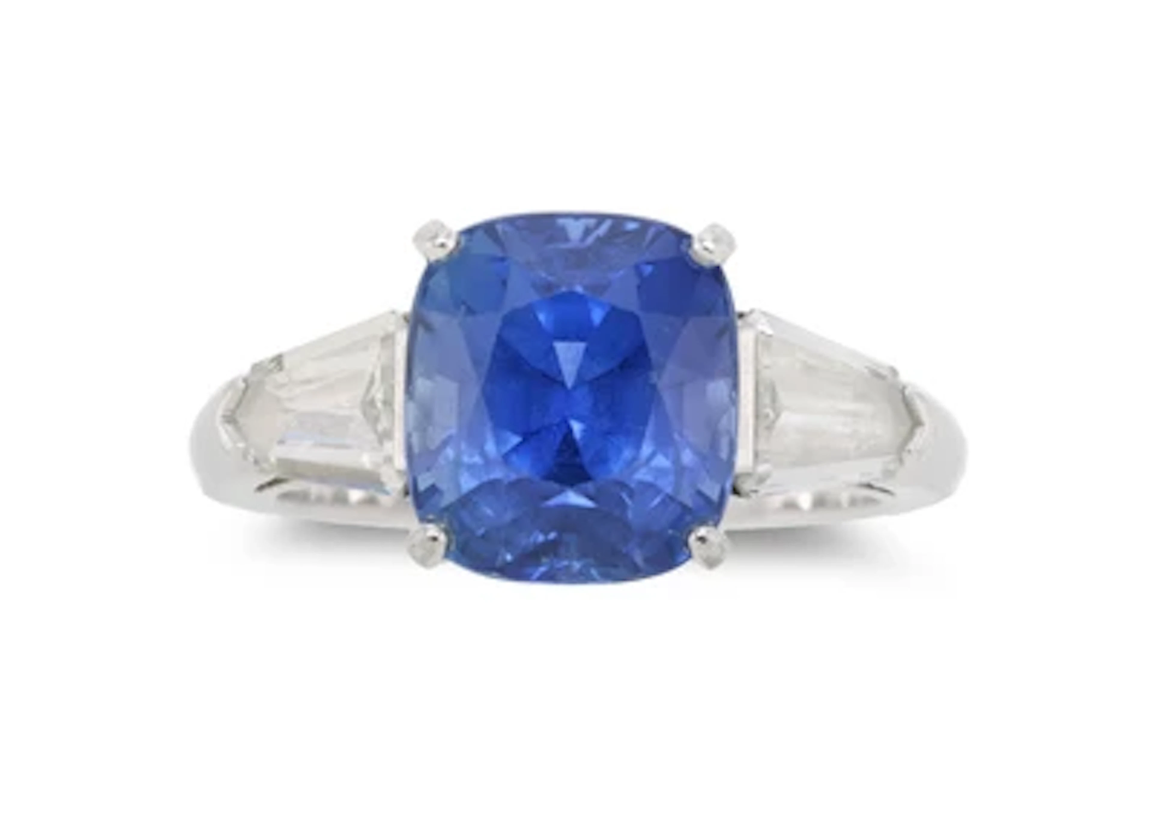 Cartier diamond ring with untreated Madagascar sapphire 5.77 ct
