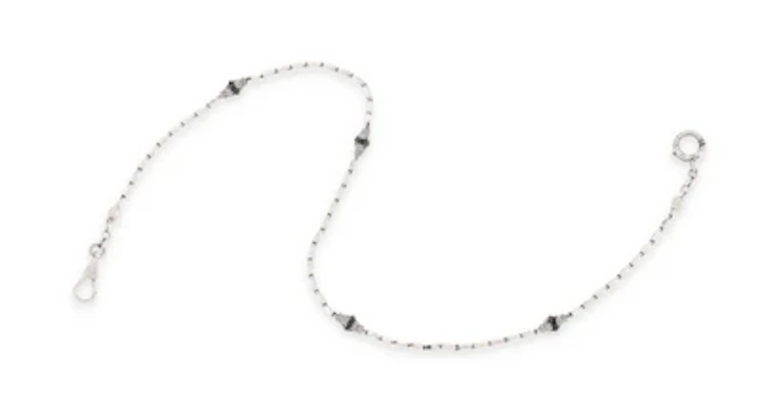 Diamond-studded onyx watch chain