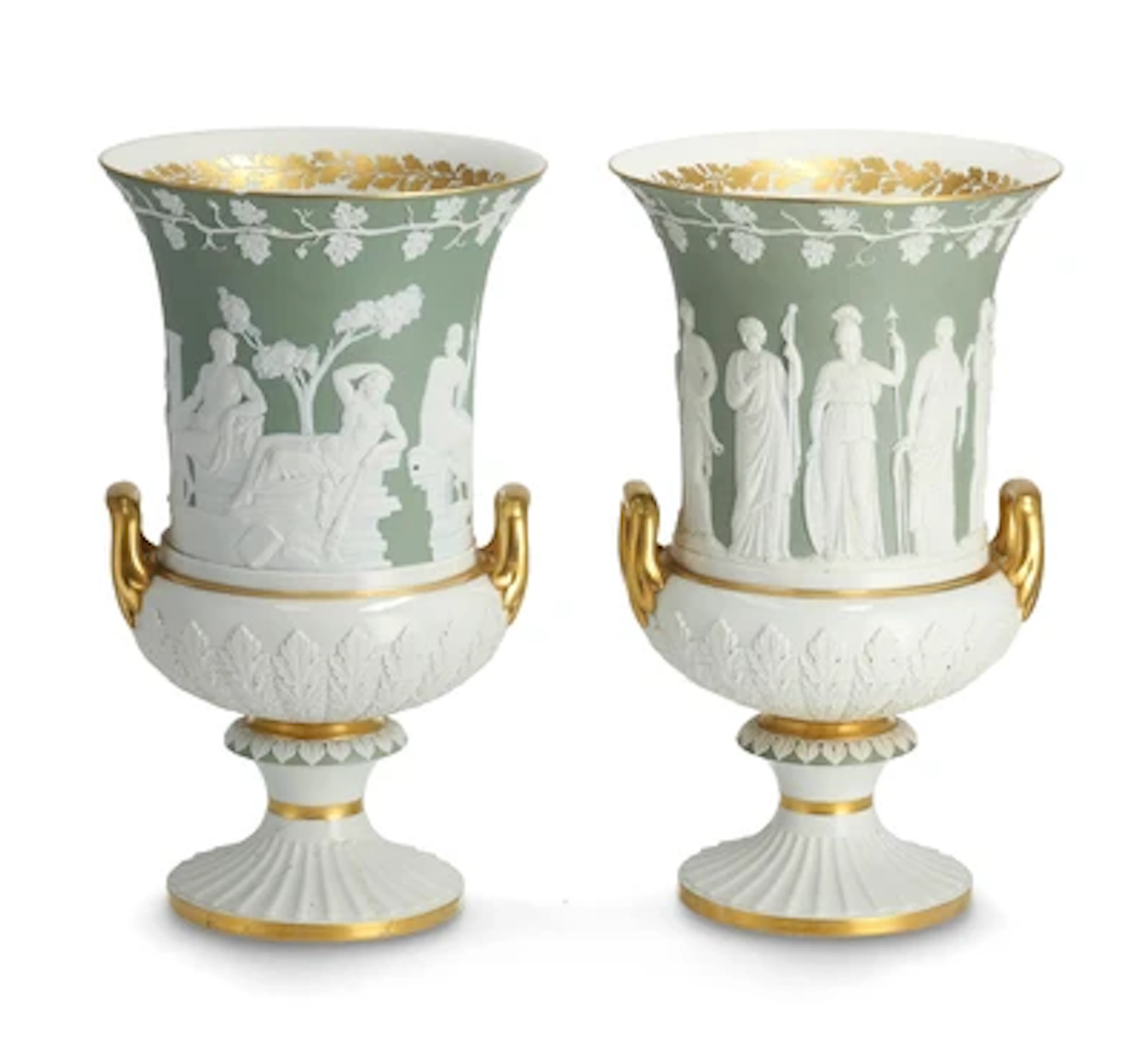 Zwei Kratervasen im Wedgwood-Stil, Meissen, 1817–24