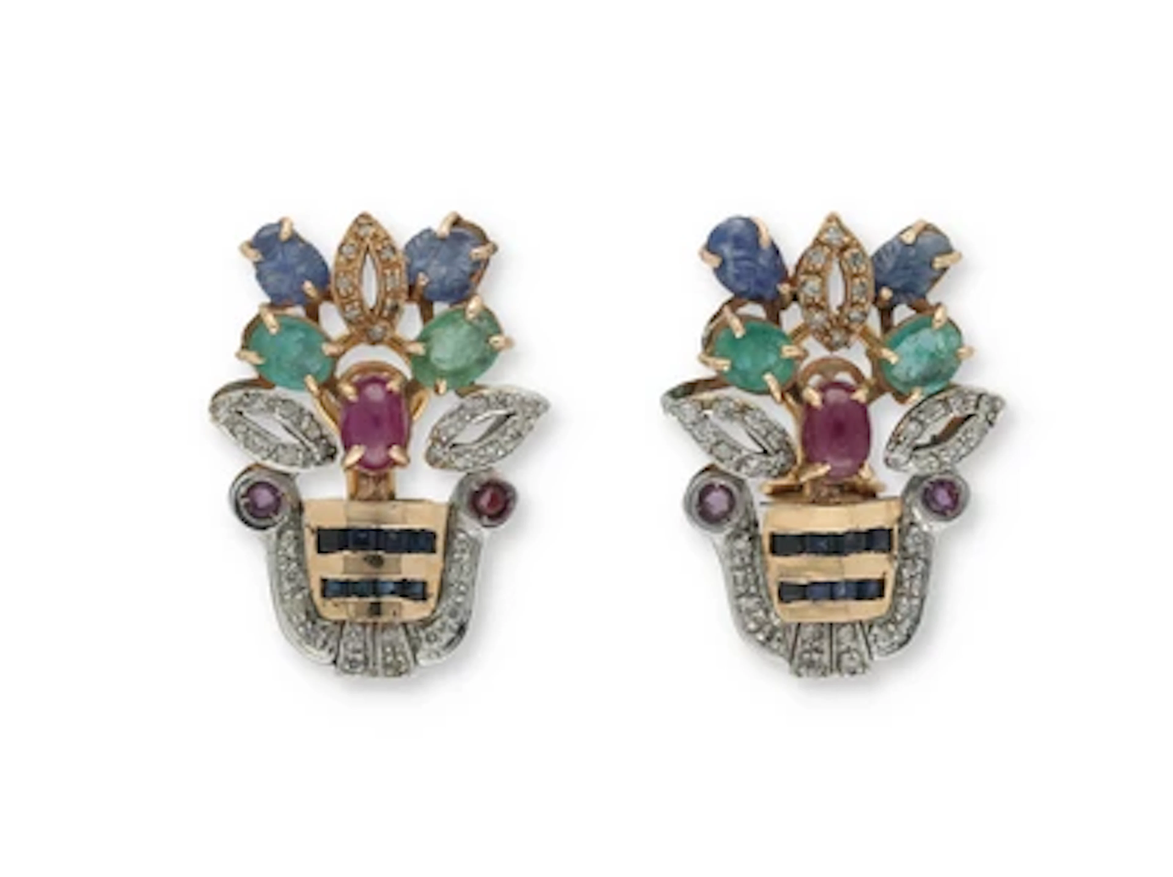 Diamant Farbstein Ohrclips