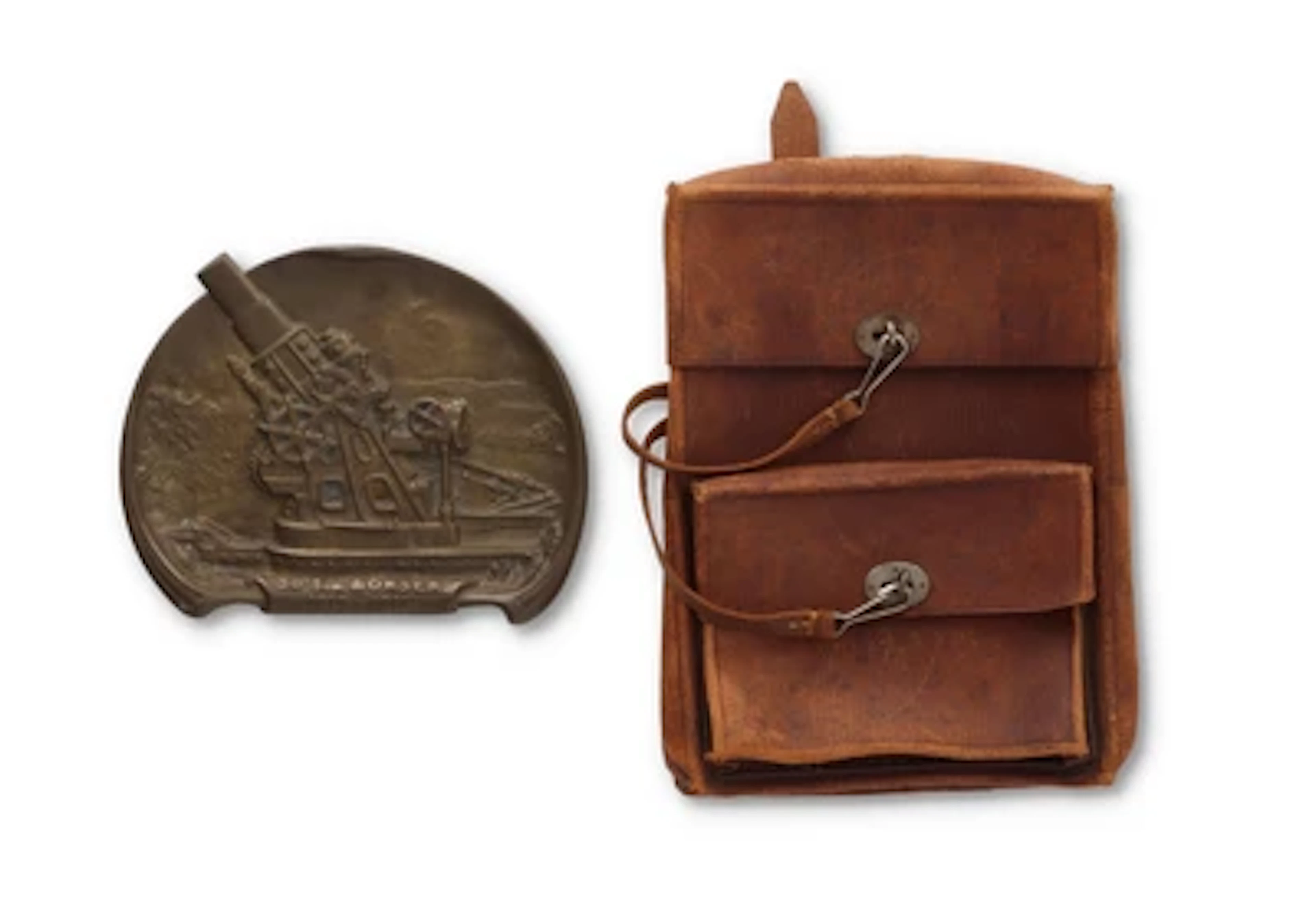 K. u. k. Armee - Kartentasche mit Vorsatztasche aus Rillen-gegerbtem Leder