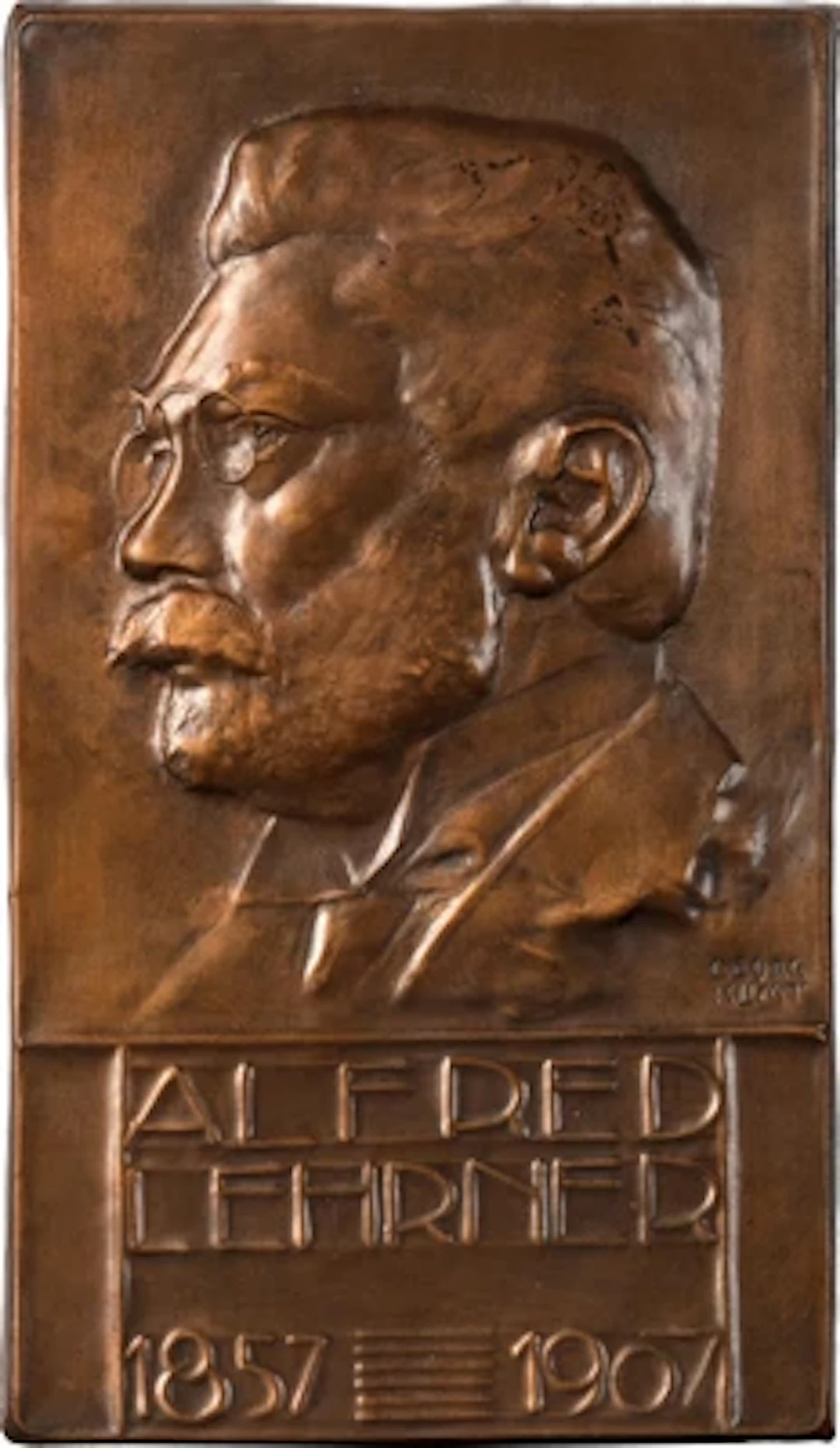 Georg Klimt (1867-1931), Relief mit Profil: "Alfred Lehrner, 1857-1907"