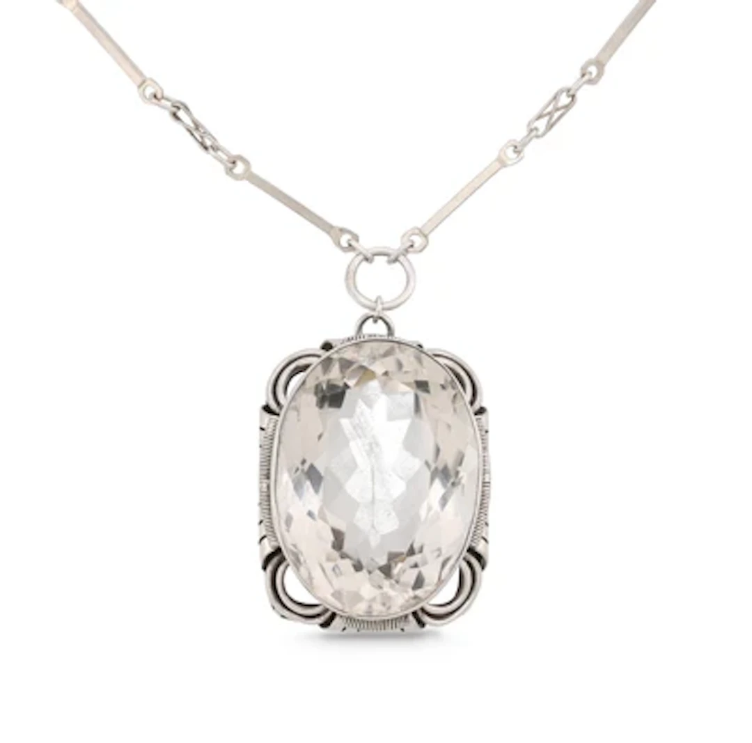 Collier aus Silber mit geschliffenem Bergkristall, nach 1925