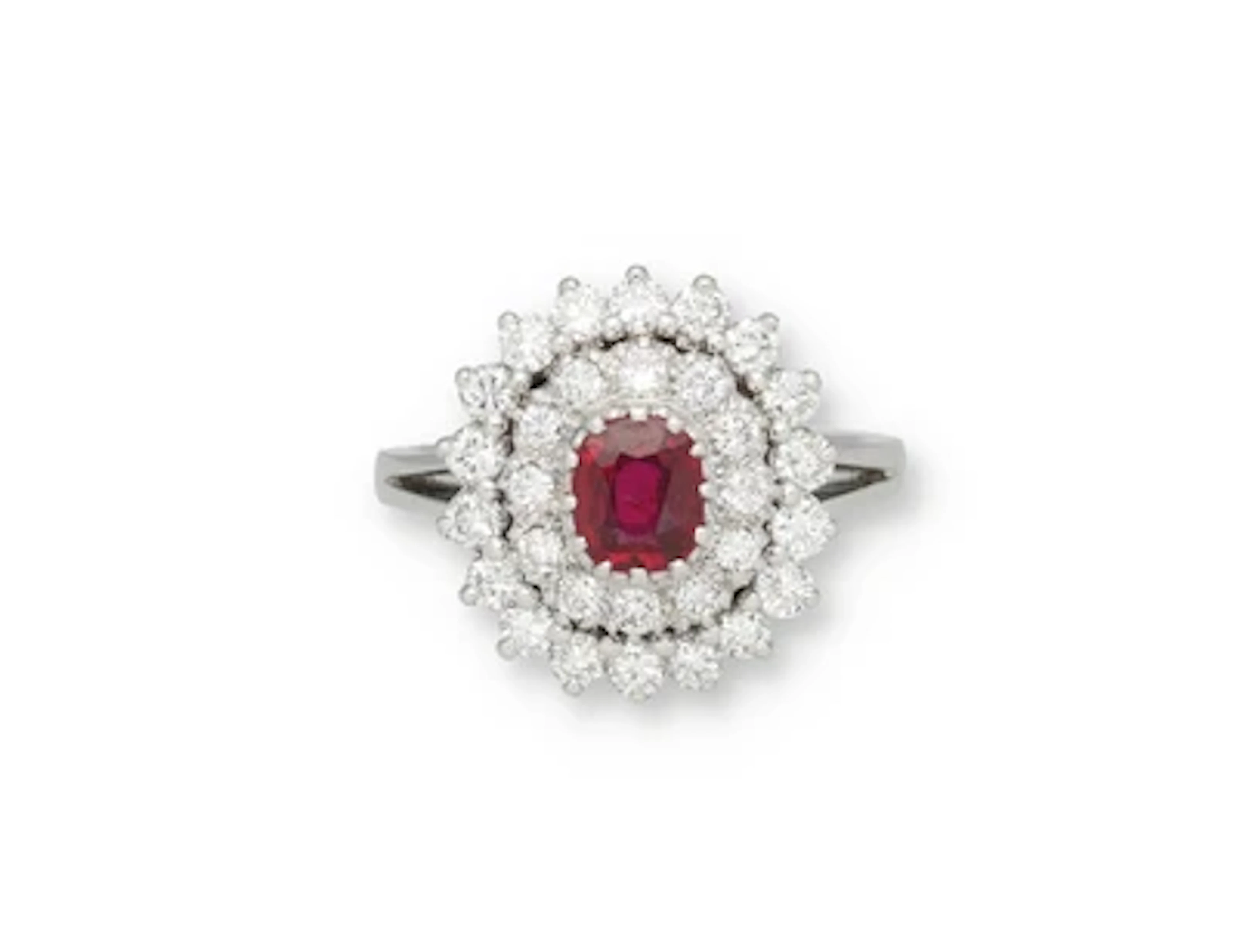 Brillantring mit unbehandeltem Rubin ca. 0,70 ct