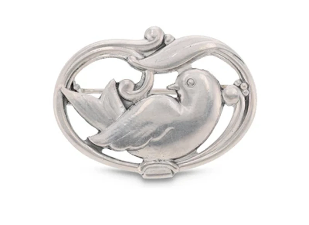 Brosche aus Silber mit Taube, Modellnummer: 211, Eiler & Marloe, Kopenhagen