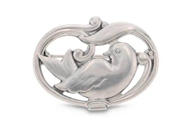 Brosche aus Silber mit Taube, Modellnummer: 211, Eiler & Marloe, Kopenhagen