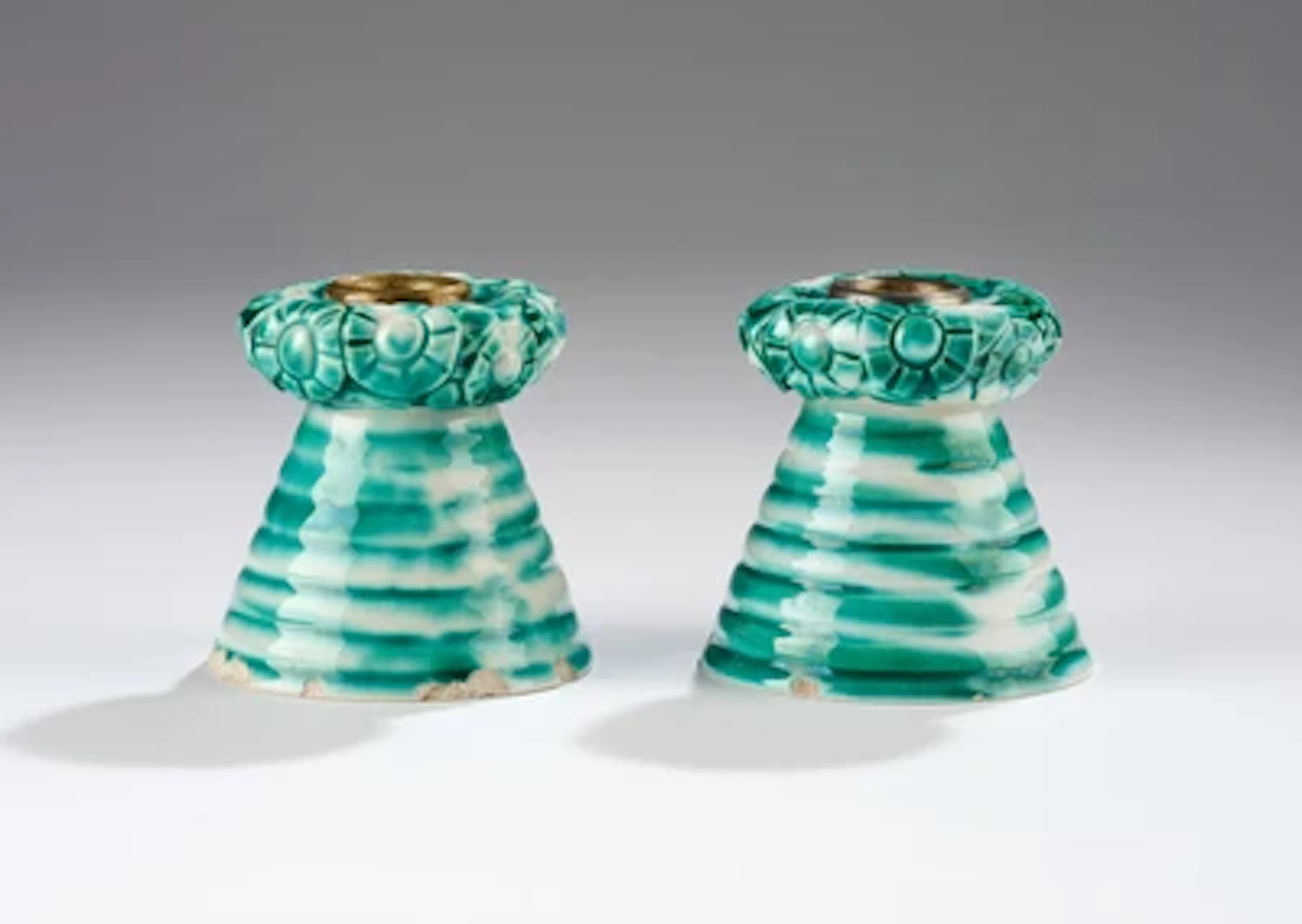 Michael Powolny, a pair of candleholders, model number 142, designed